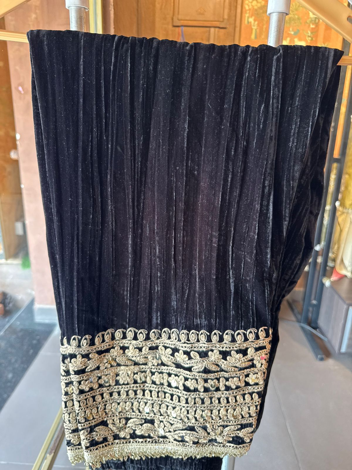 Deep purple velvet kurta set