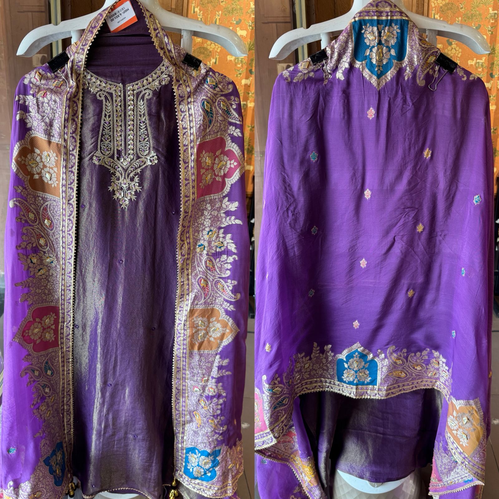 Pure 100% soft  tissue Unstitched shirt