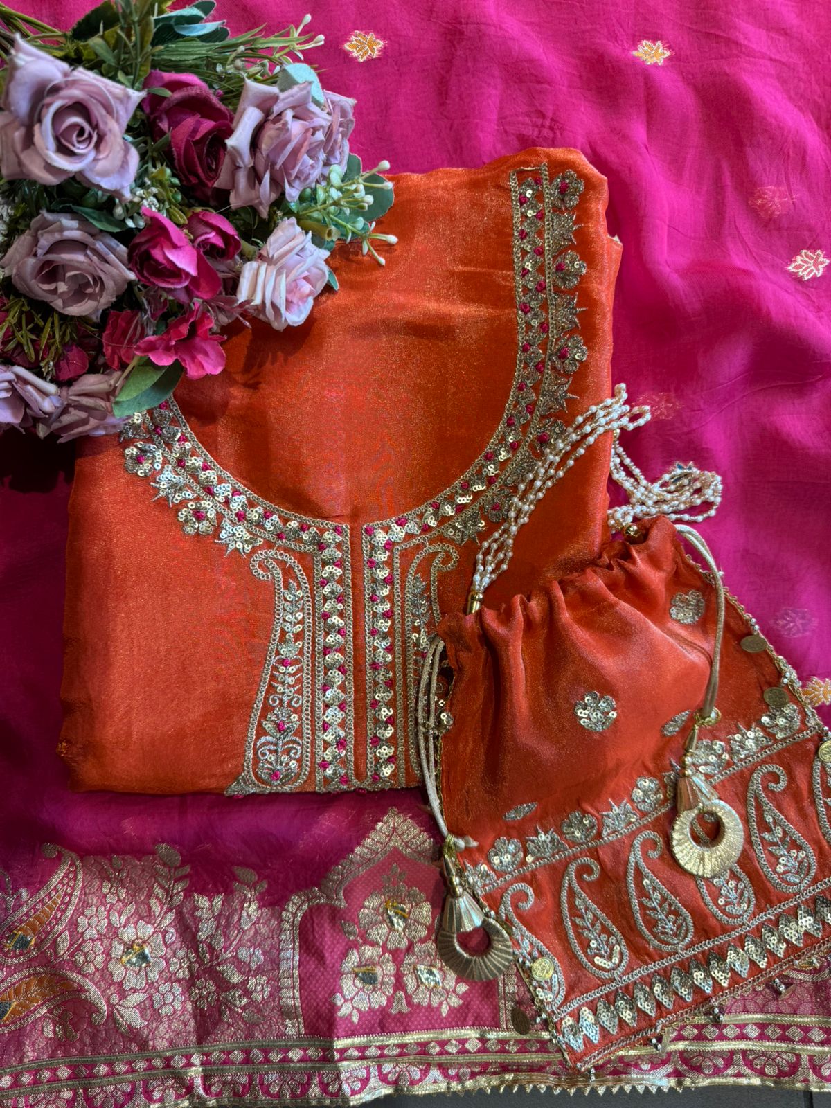 Pure 100% soft  tissue Unstitched shirt