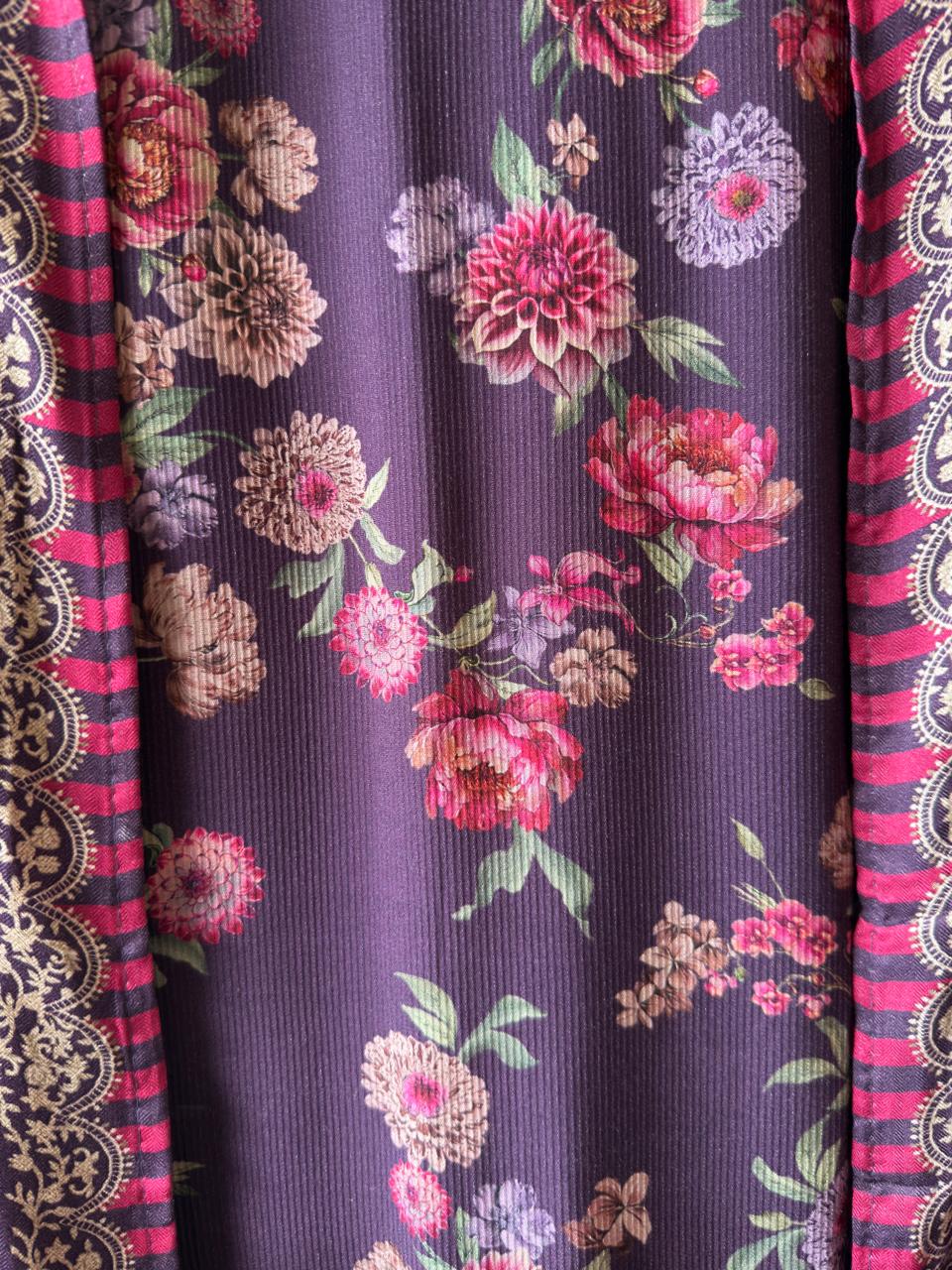 Striped pashmina Floral digital printed pashmina