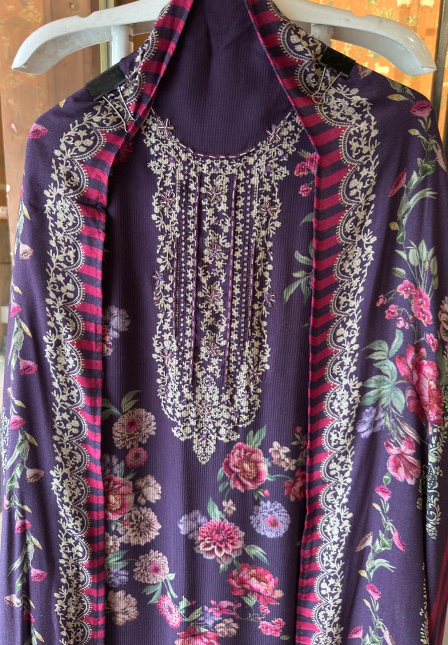 Striped pashmina Floral digital printed pashmina