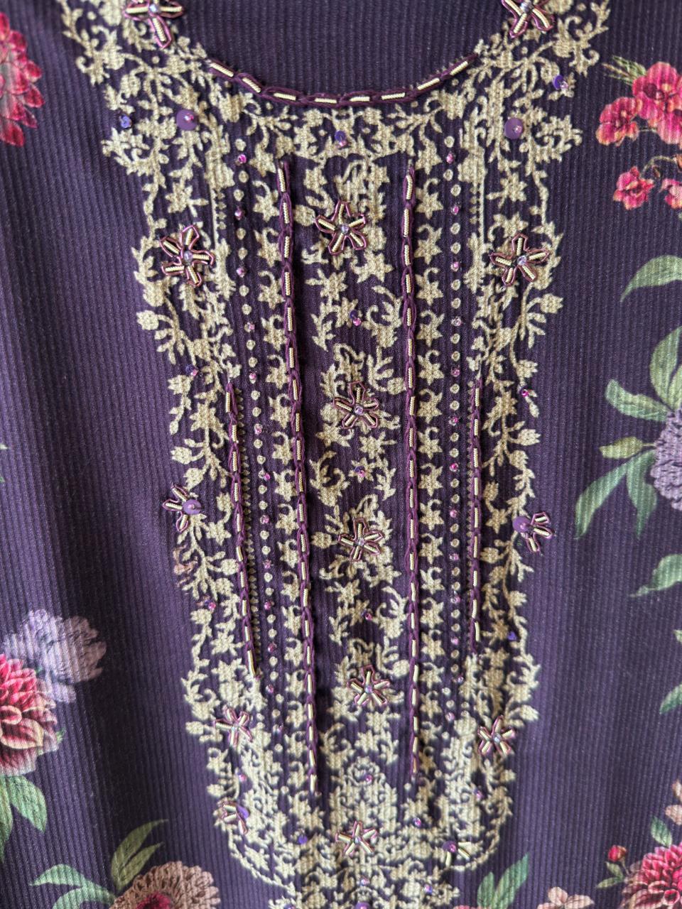 Striped pashmina Floral digital printed pashmina