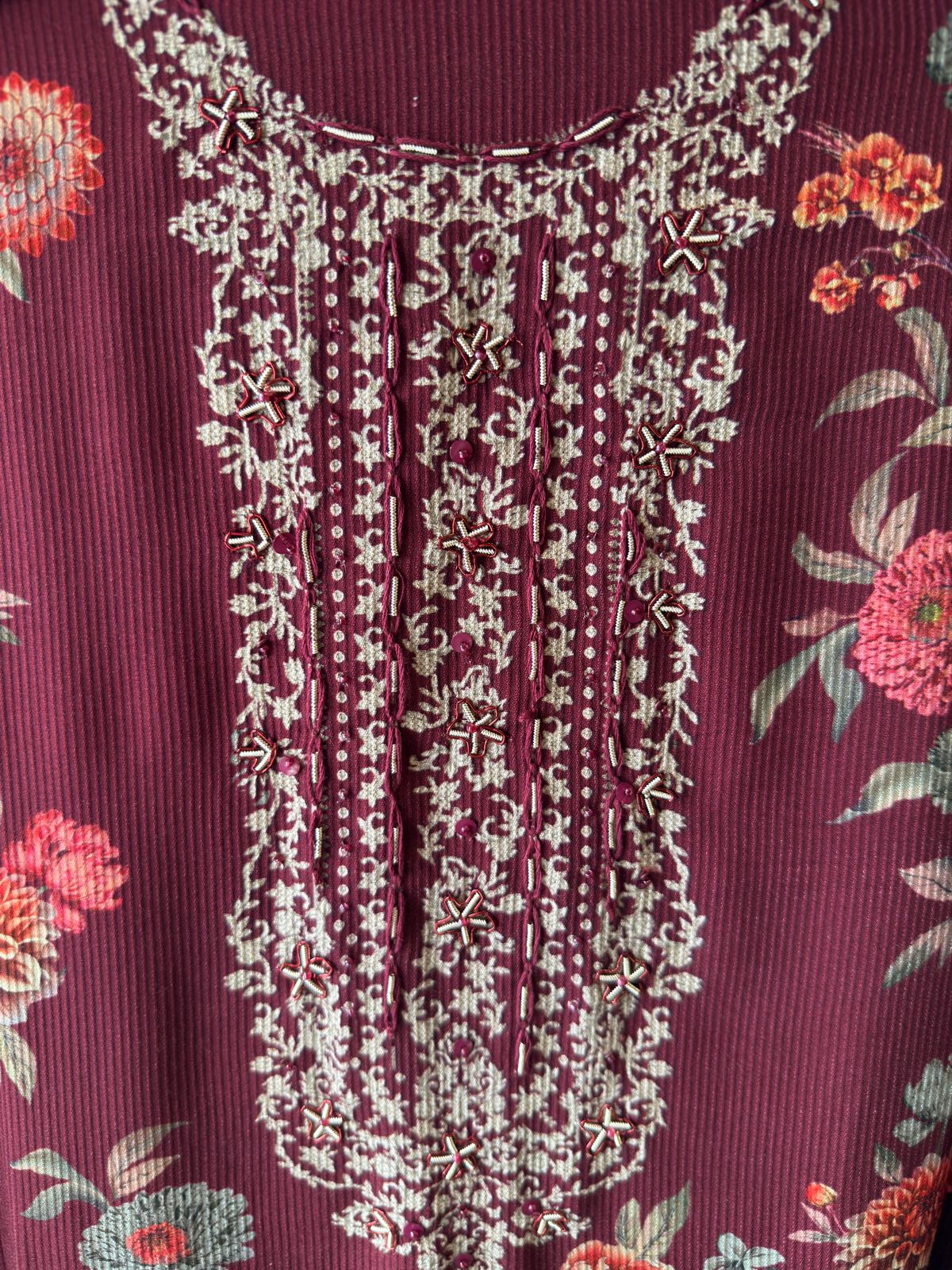 Striped pashmina Floral digital printed pashmina