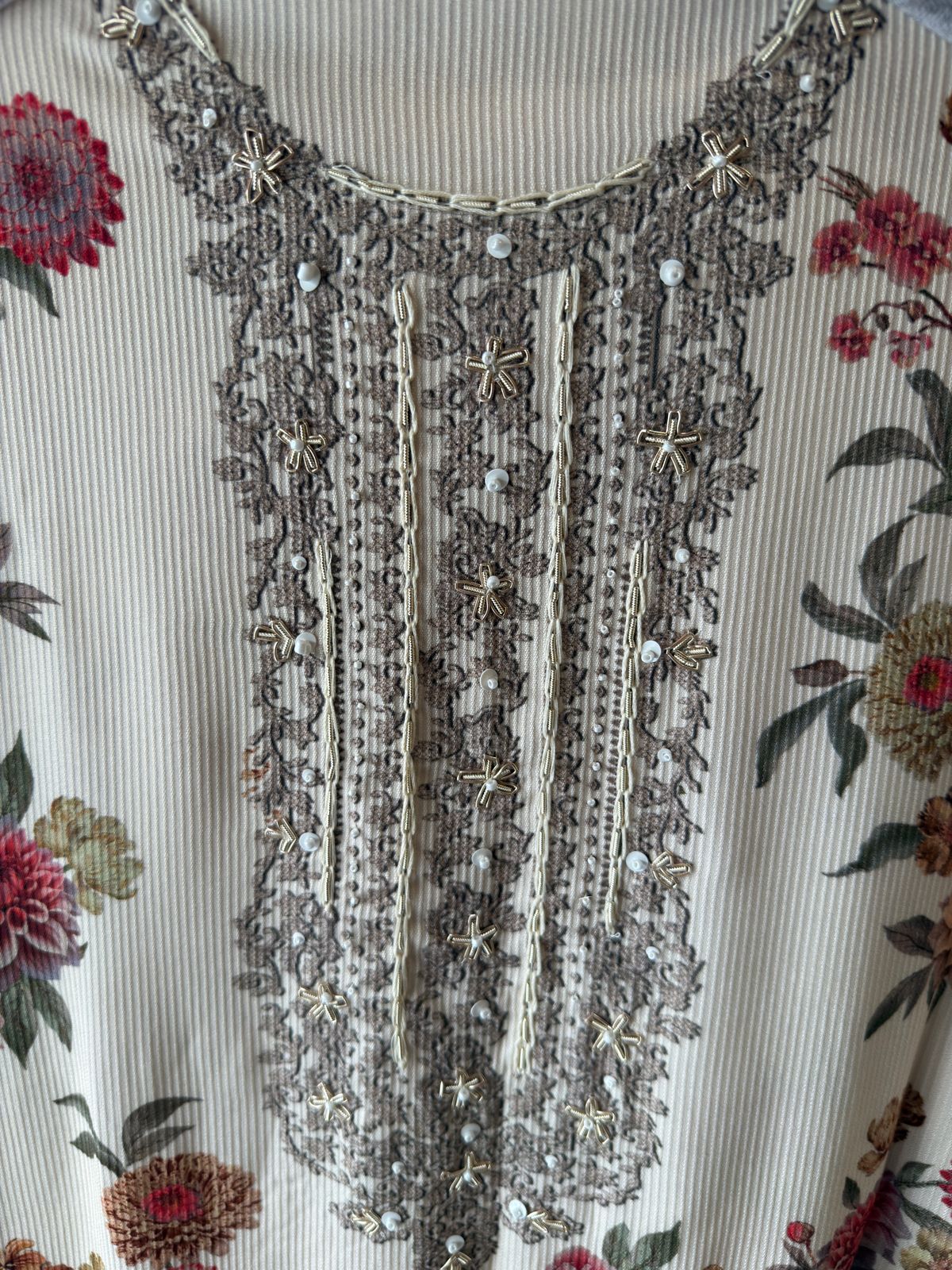 Striped pashmina Floral digital printed pashmina