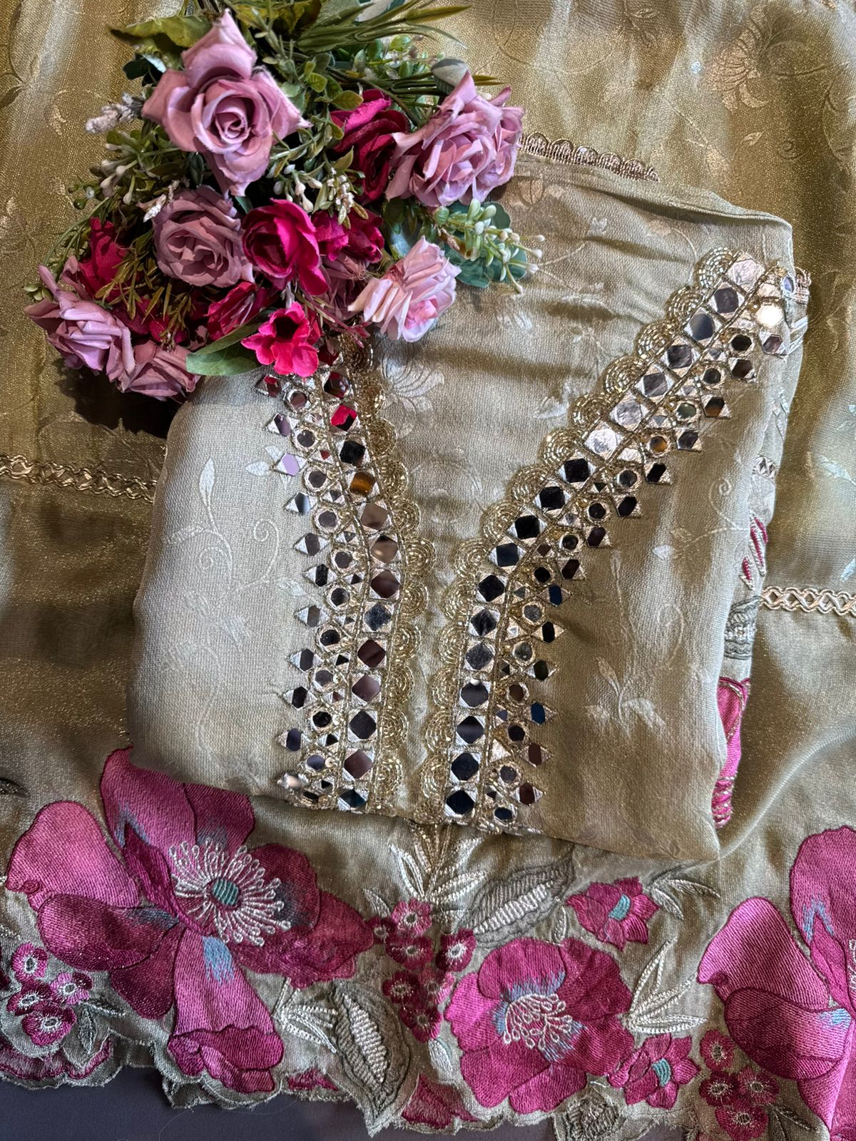 Shimmer self weaved unstitched shirt