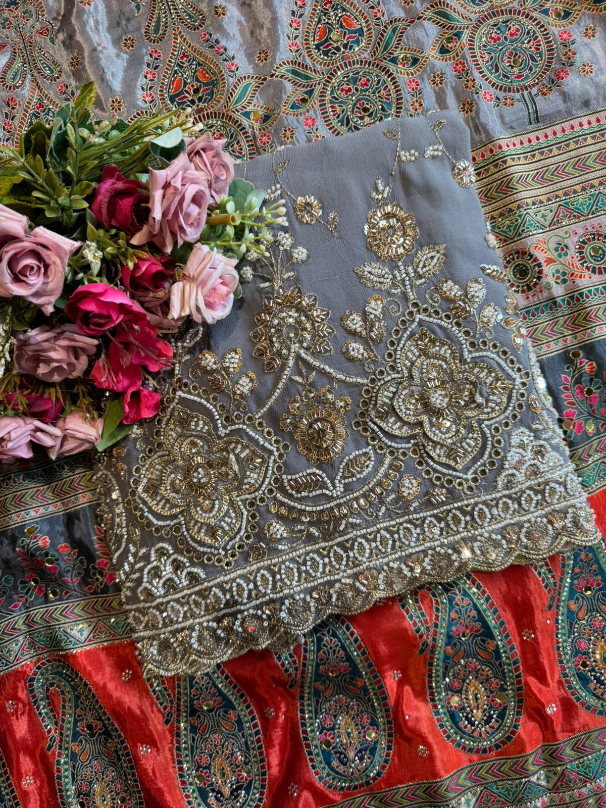 heavily embellished ethnic suit