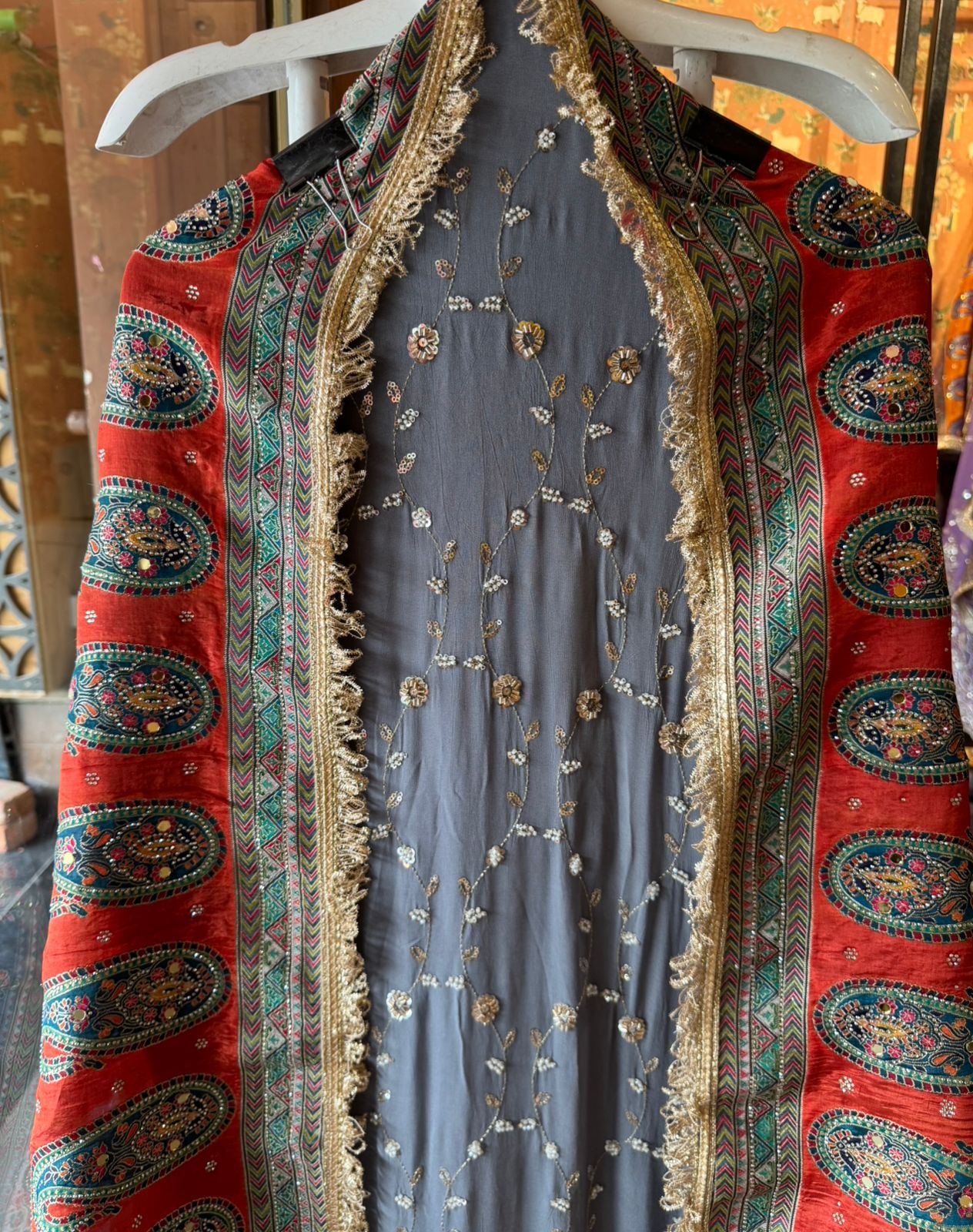 heavily embellished ethnic suit