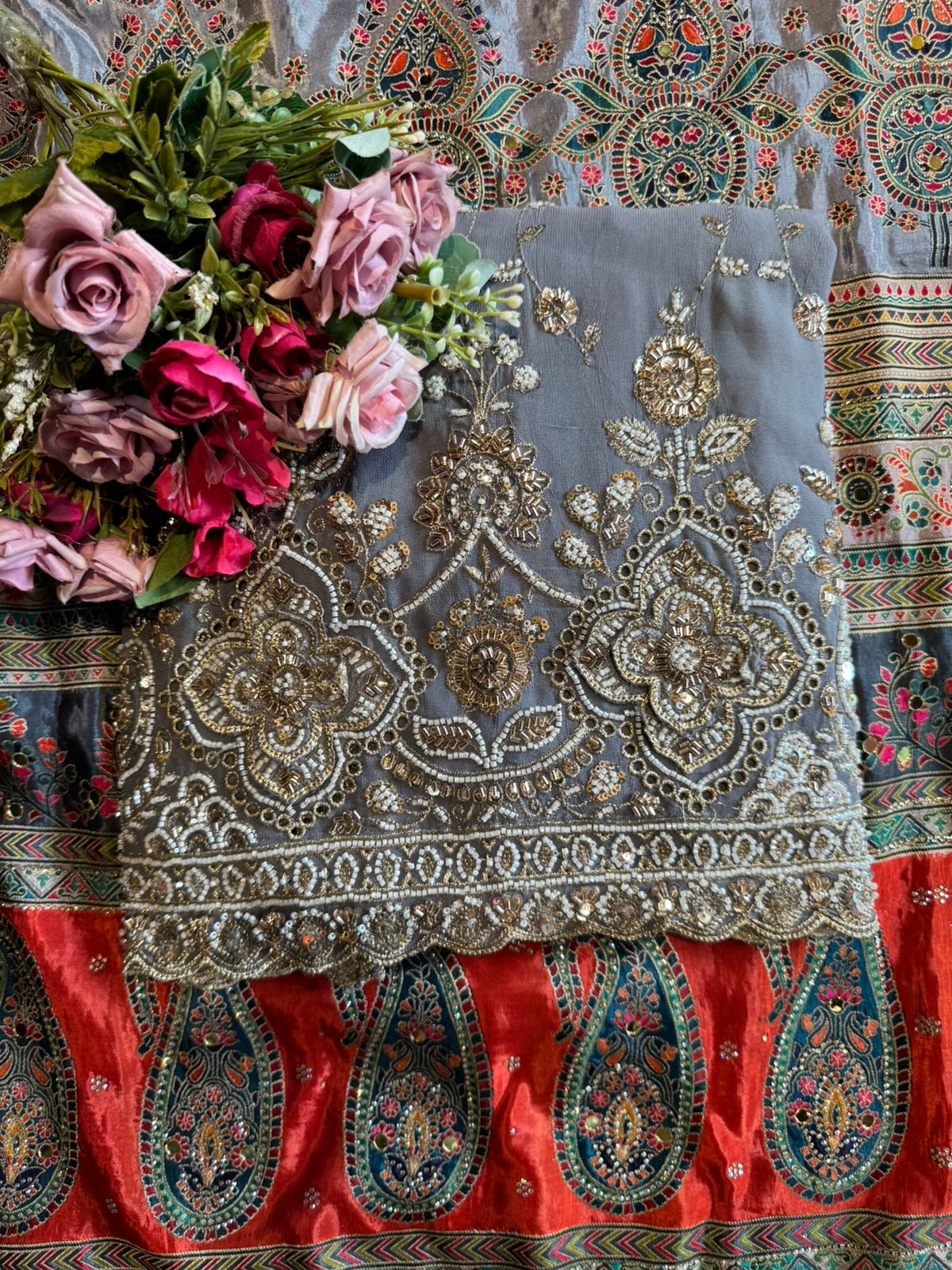 heavily embellished ethnic suit