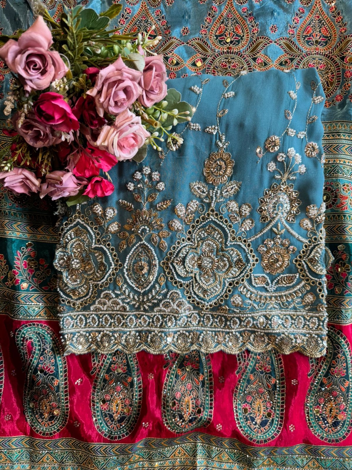 heavily embellished ethnic suit