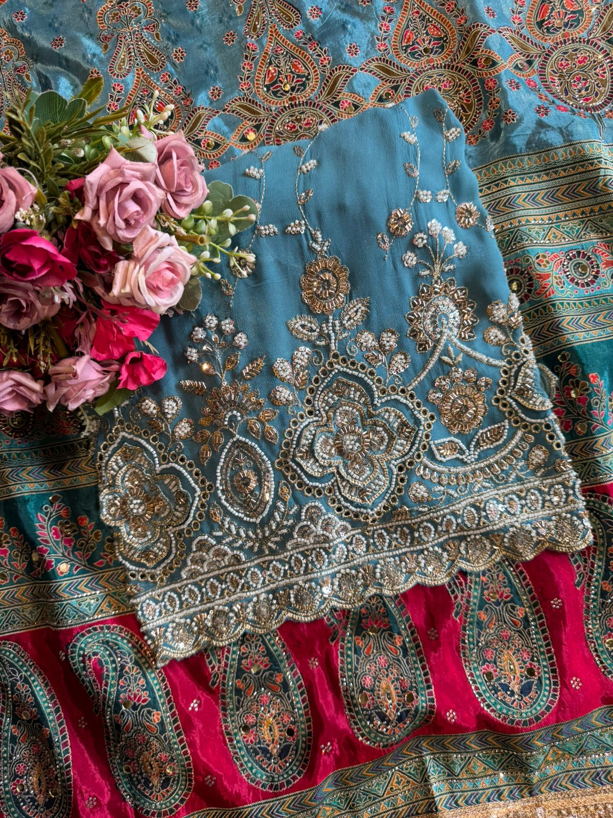 heavily embellished ethnic suit