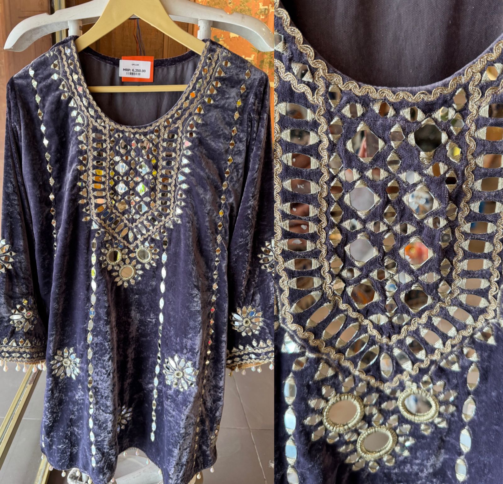 Velvet Coord sets with mirror work