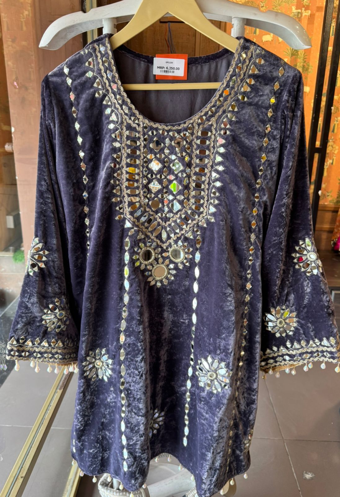 Velvet Coord sets with mirror work