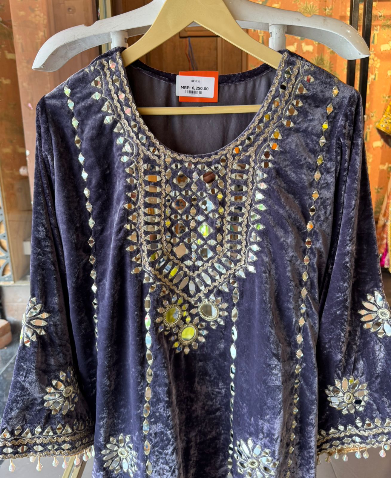 Velvet Coord sets with mirror work