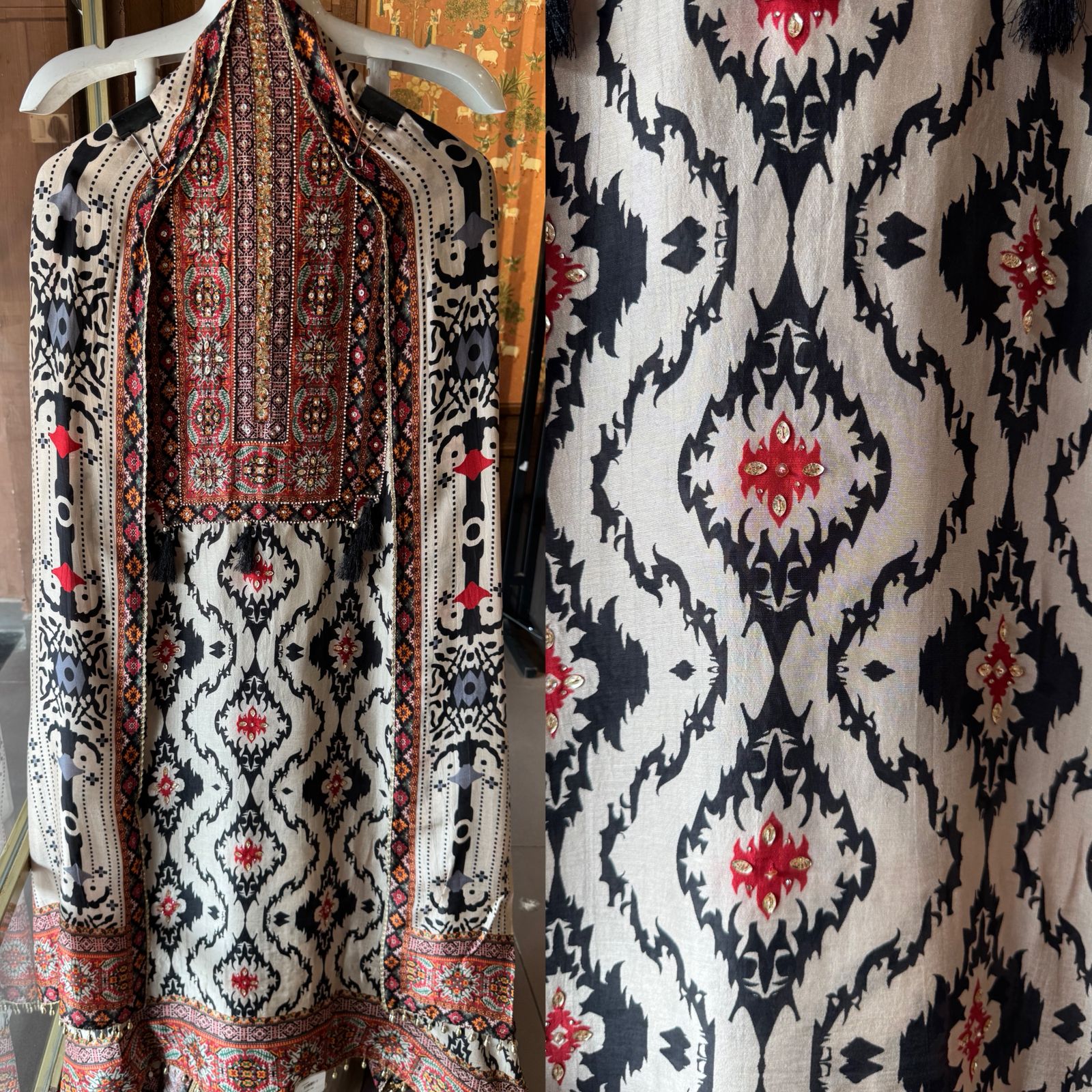 Ikat-inspired black motifs