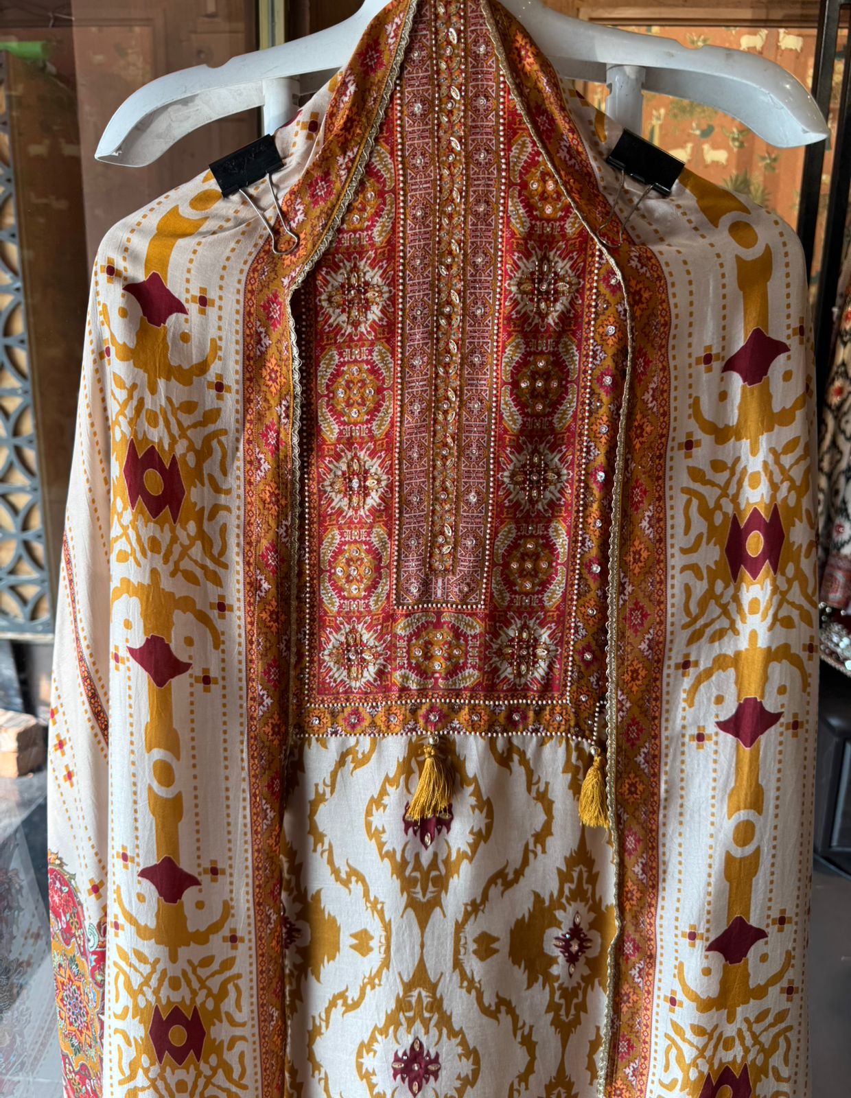 Ikat-inspired black motifs