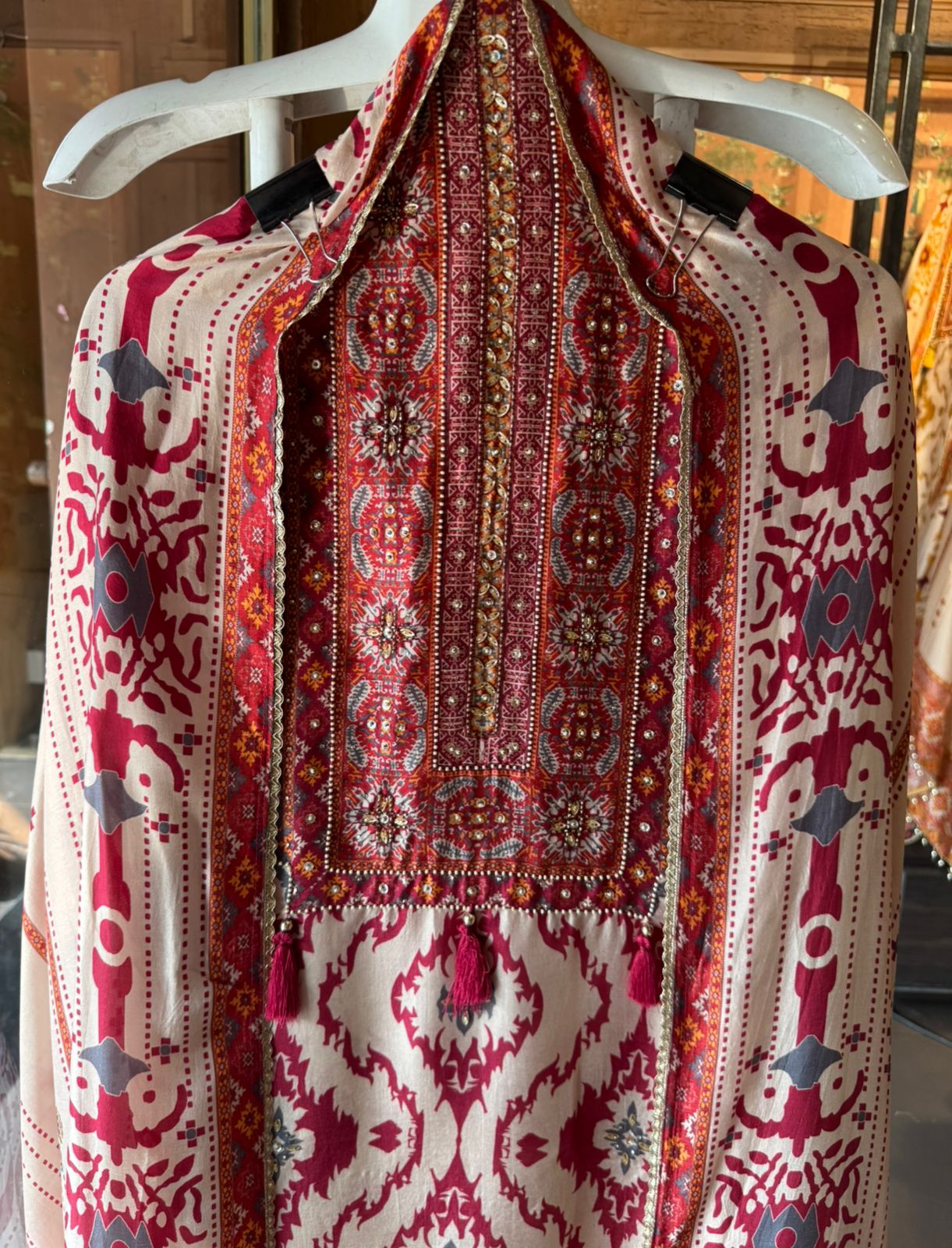 Ikat-inspired black motifs