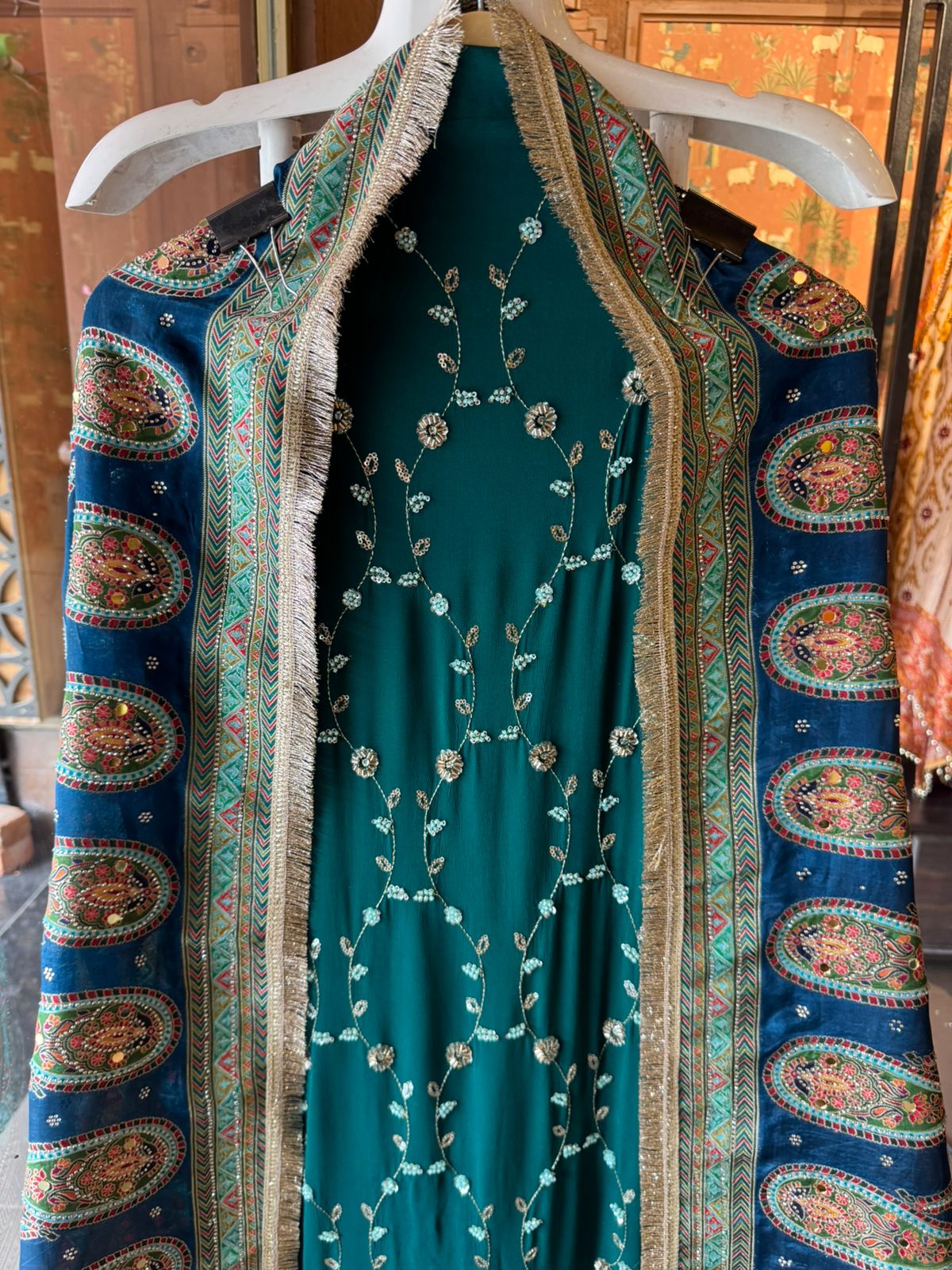 heavily embellished ethnic suit