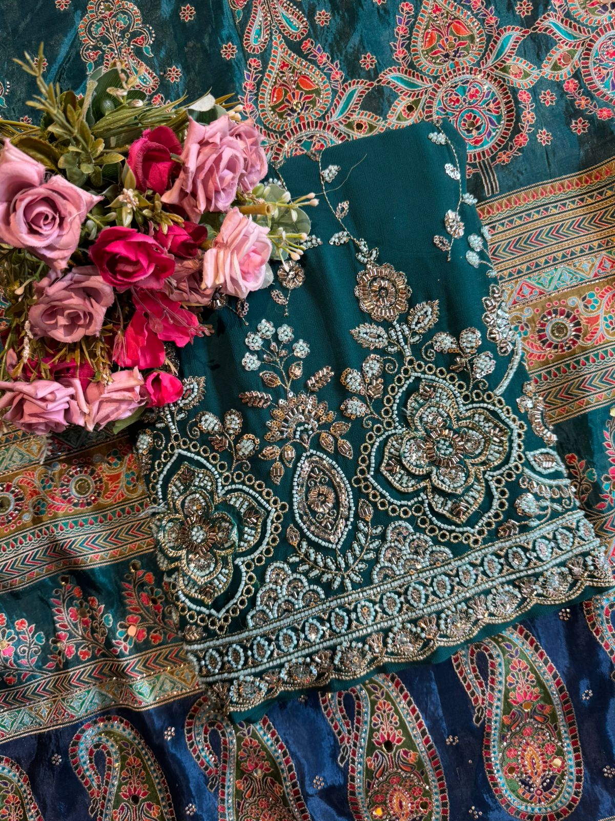heavily embellished ethnic suit