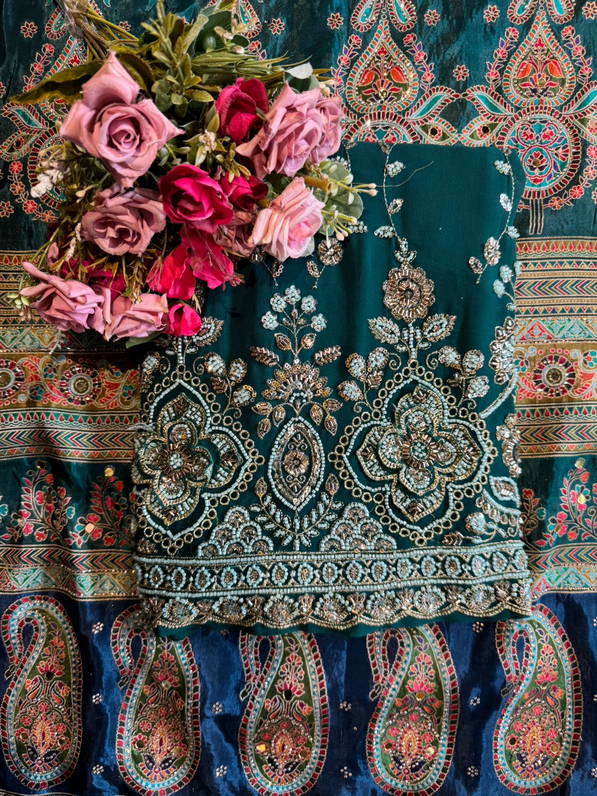 heavily embellished ethnic suit