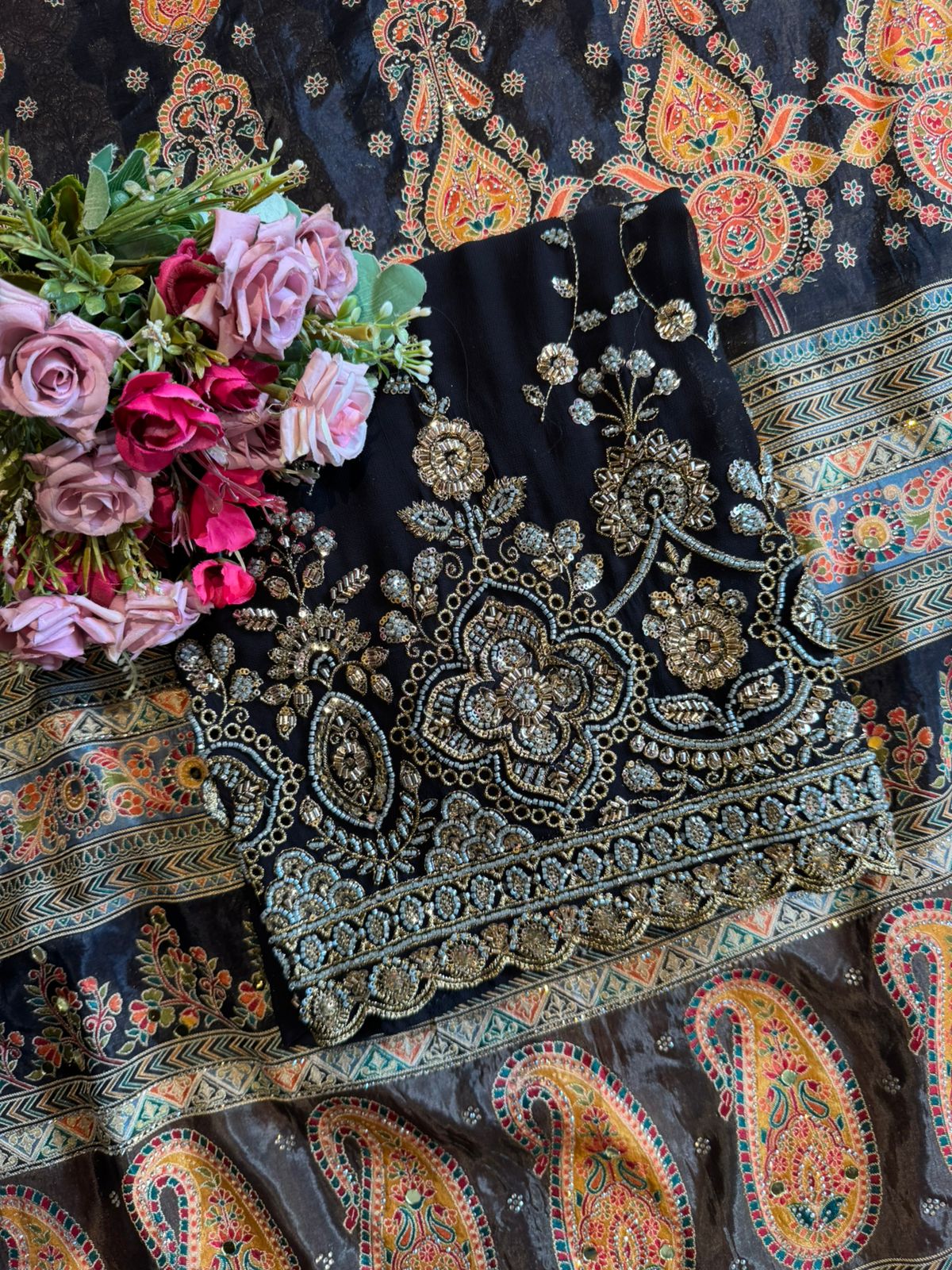 heavily embellished ethnic suit