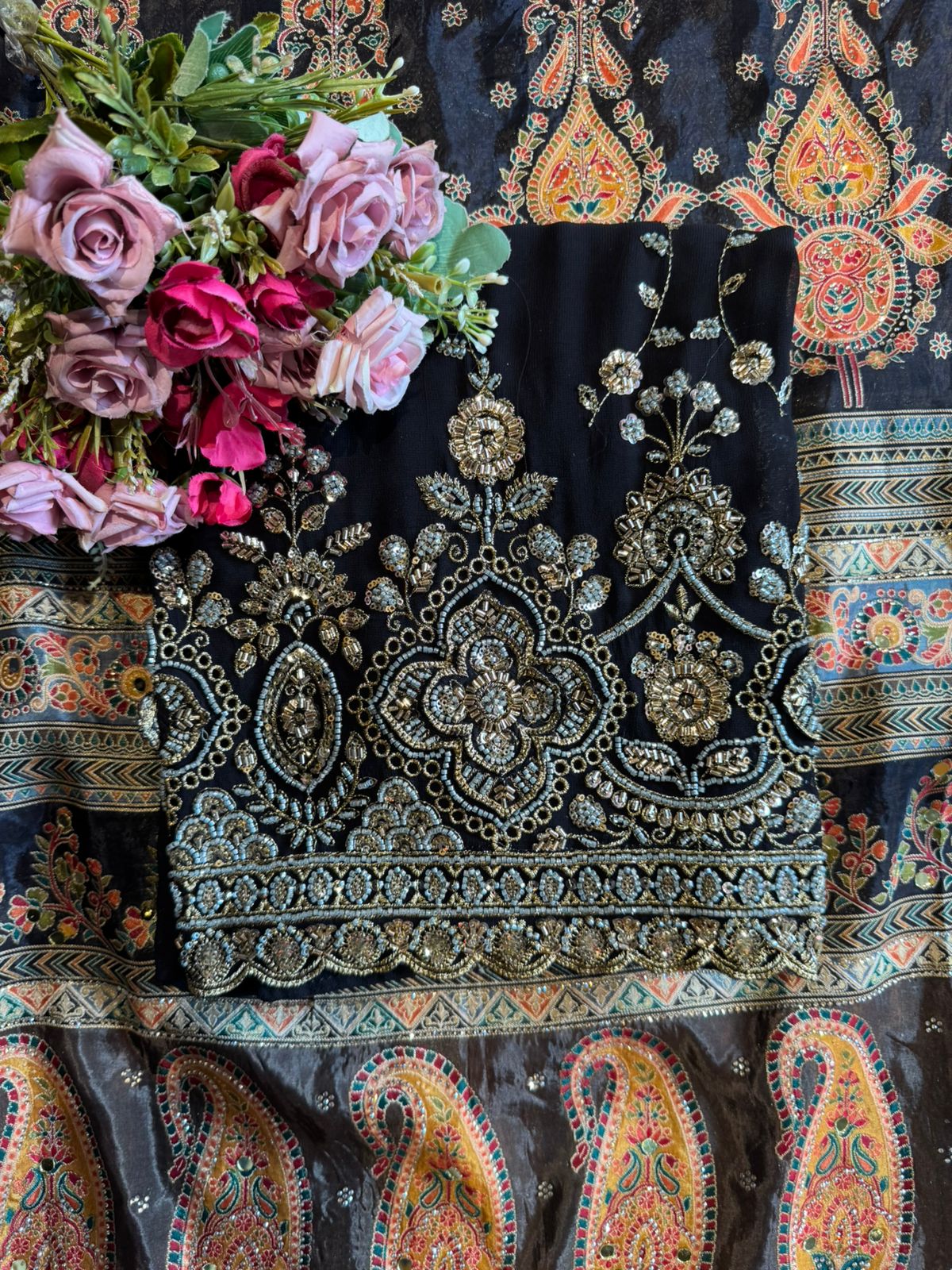 heavily embellished ethnic suit