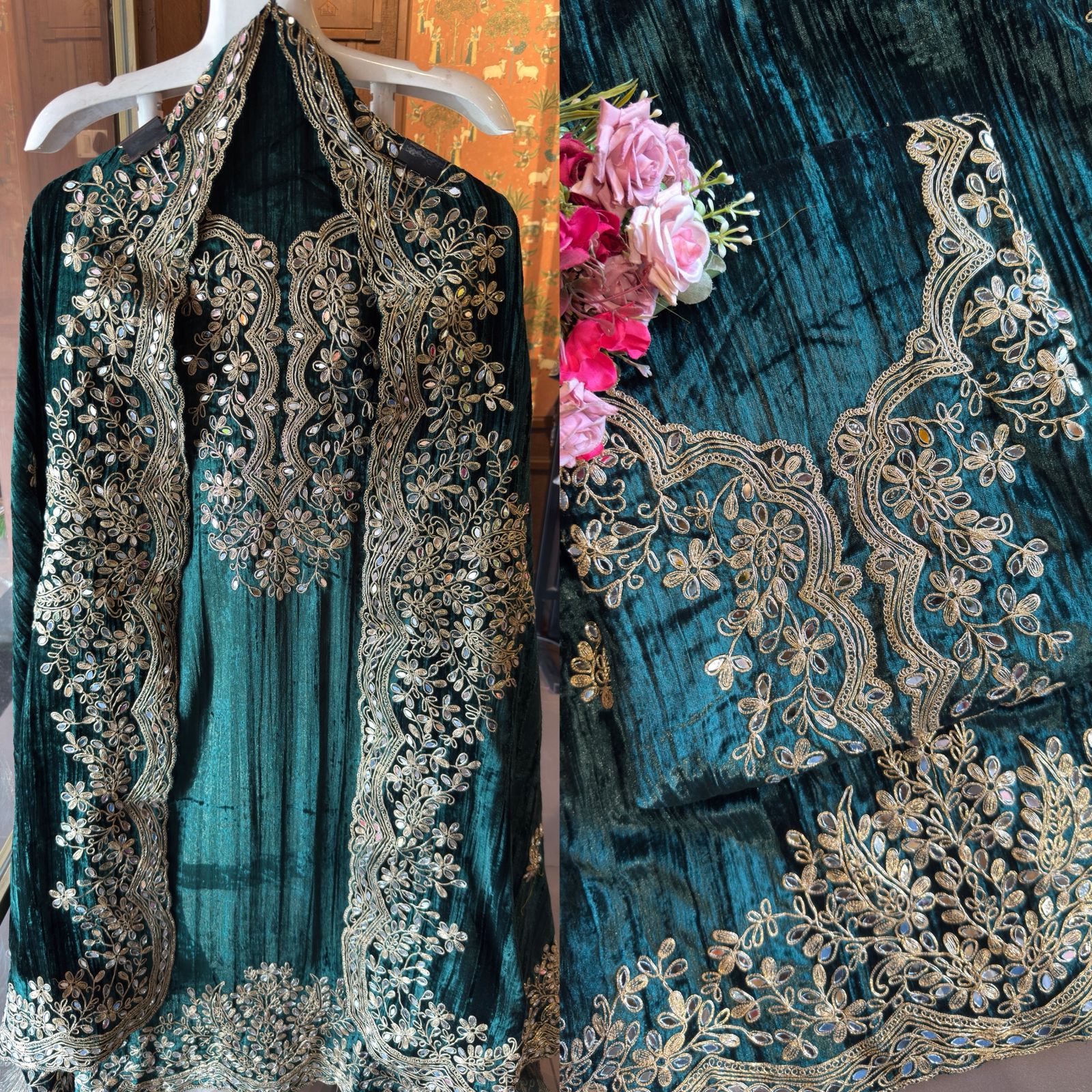 Crushed Velvet Unstitched Suits