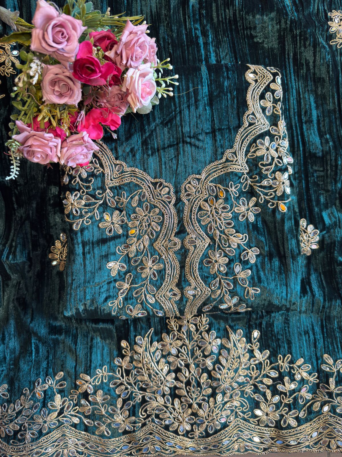 Crushed Velvet Unstitched Suits