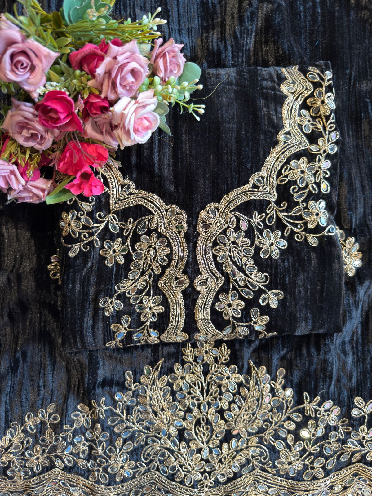 Crushed Velvet Unstitched Suits