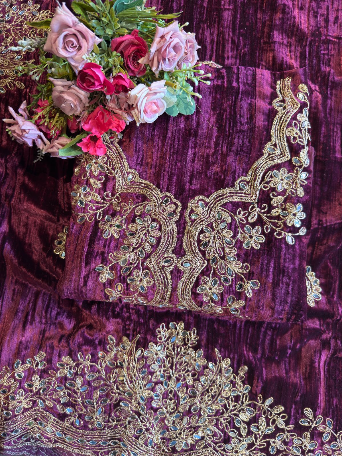 Crushed Velvet Unstitched Suits