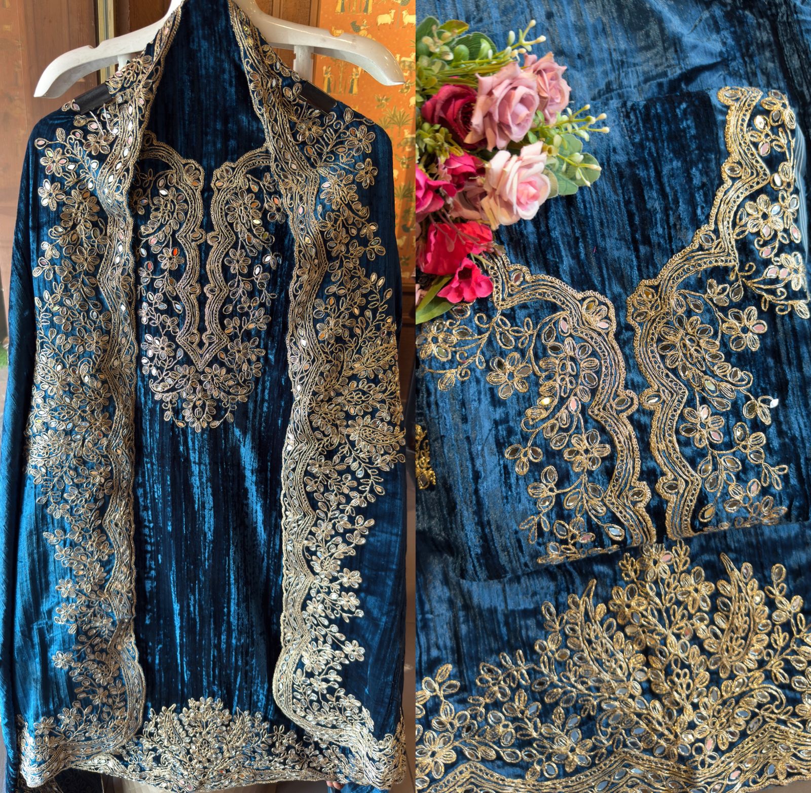 Crushed Velvet Unstitched Suits