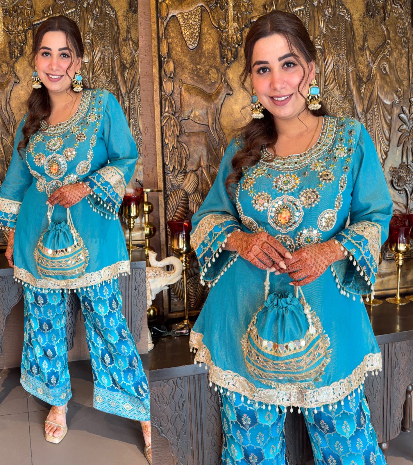 Partywear Coord Set with brocade pants