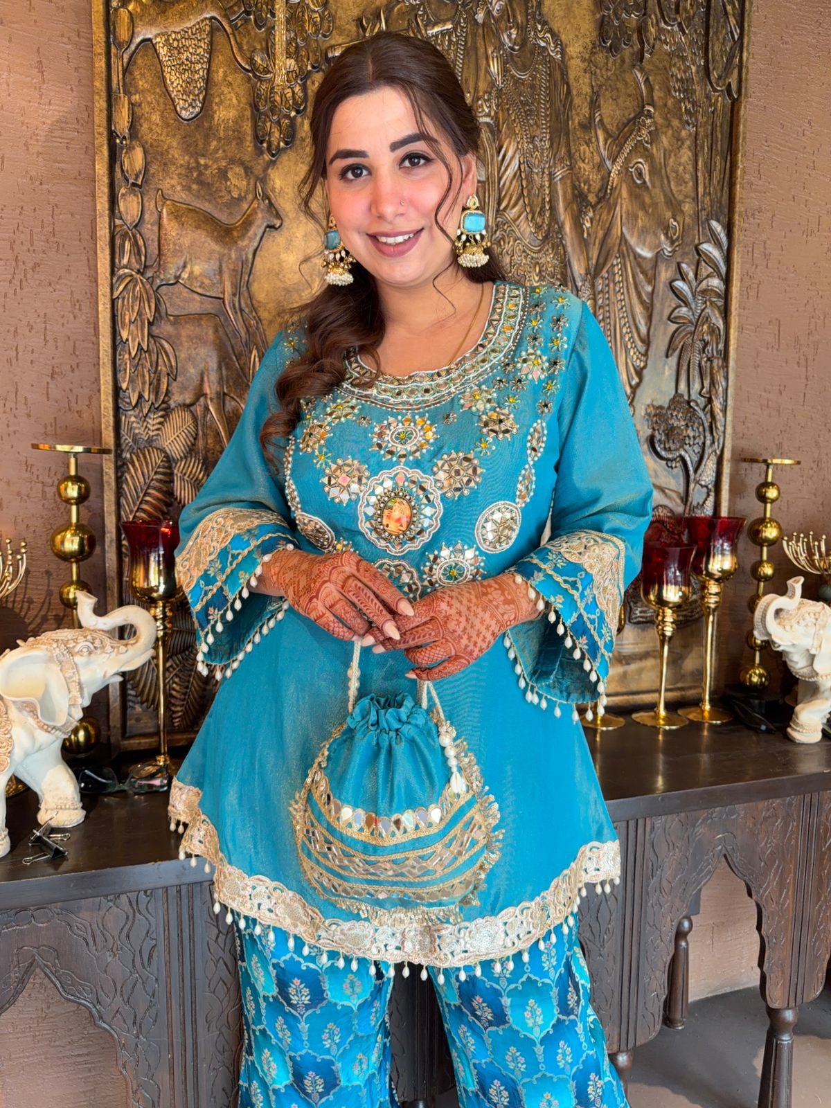 Partywear Coord Set with brocade pants