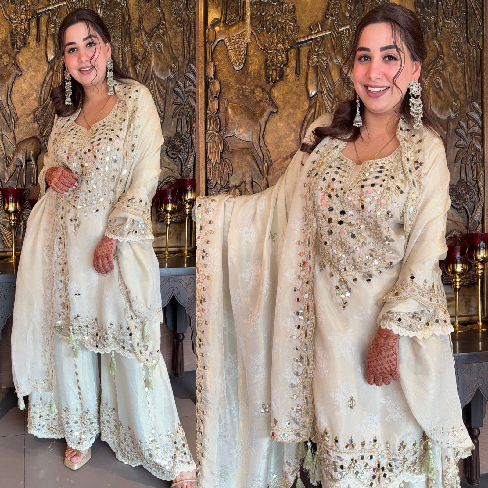 Sharara set on pure Self woven tissue