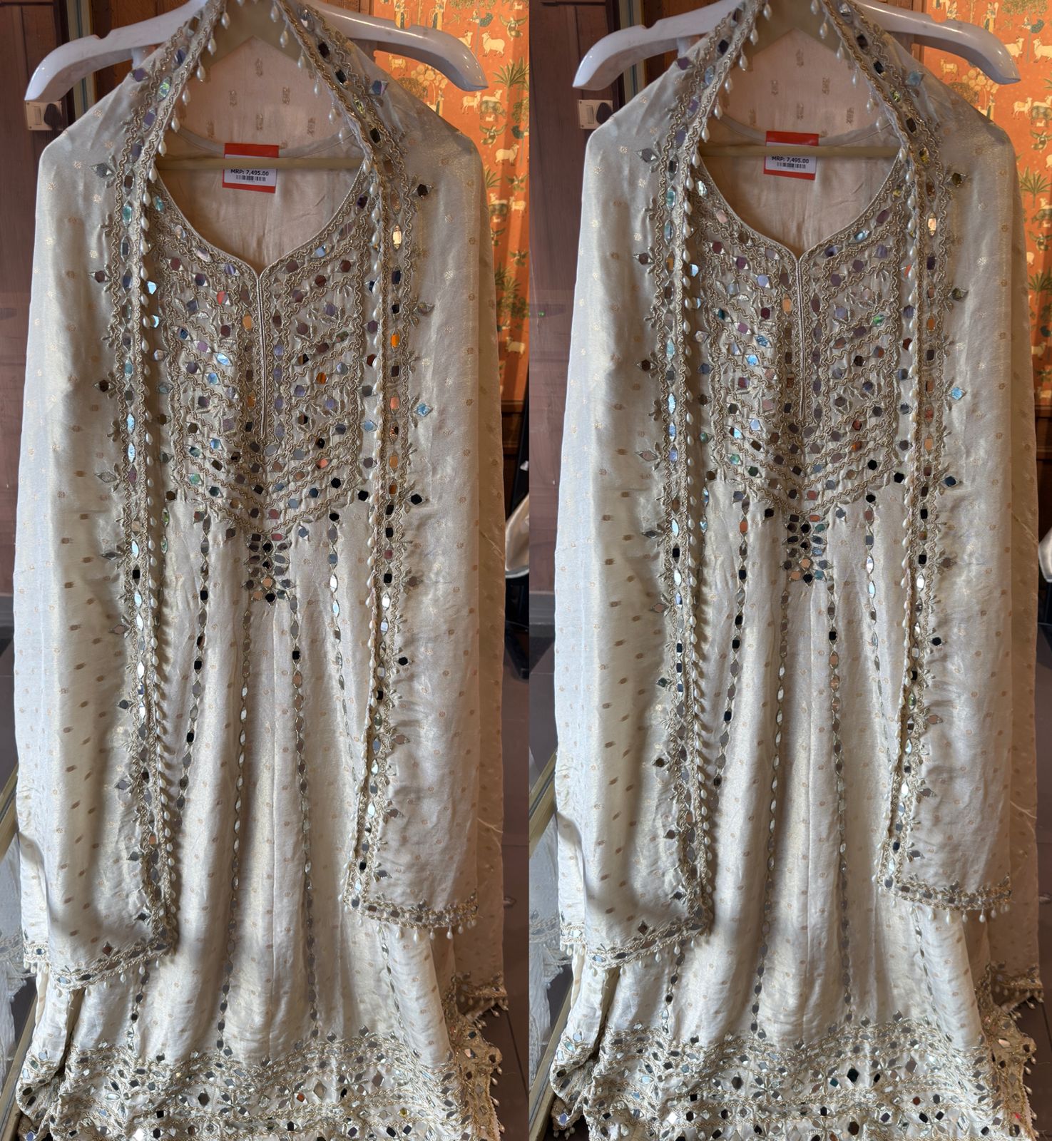 Shimmer floor length Anarkali with Dupatta