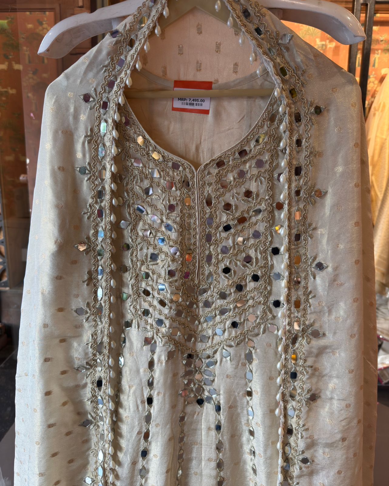 Shimmer floor length Anarkali with Dupatta