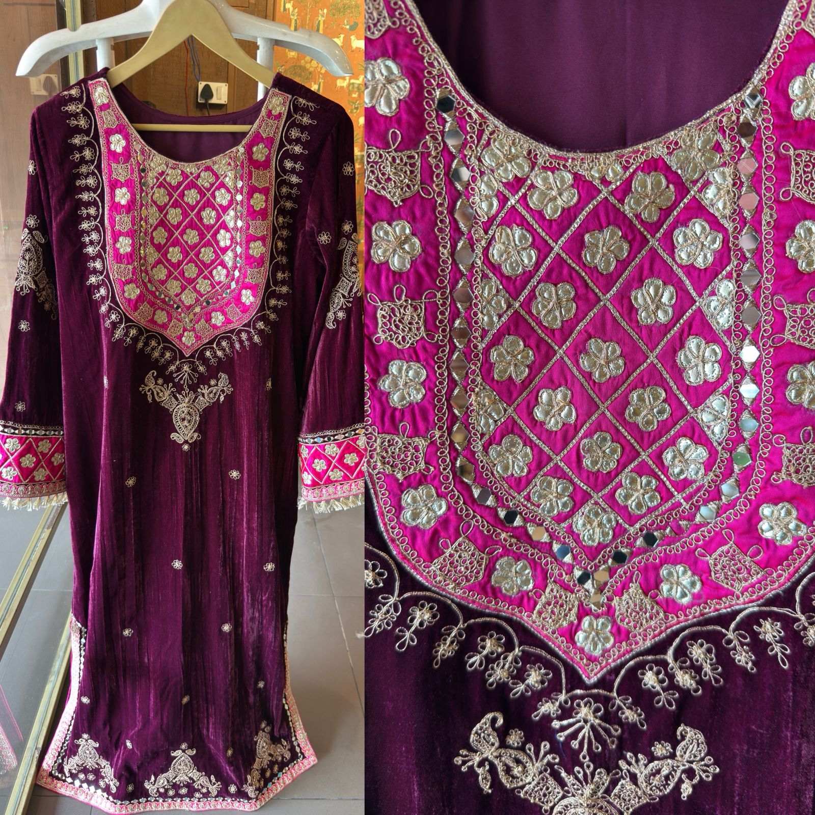 Traditional velvet Long dress