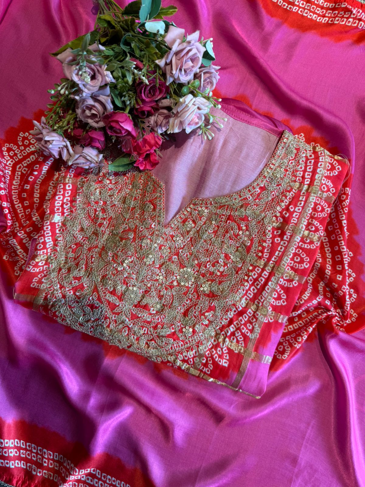 Beautiful Blue Bandhani Suit Set