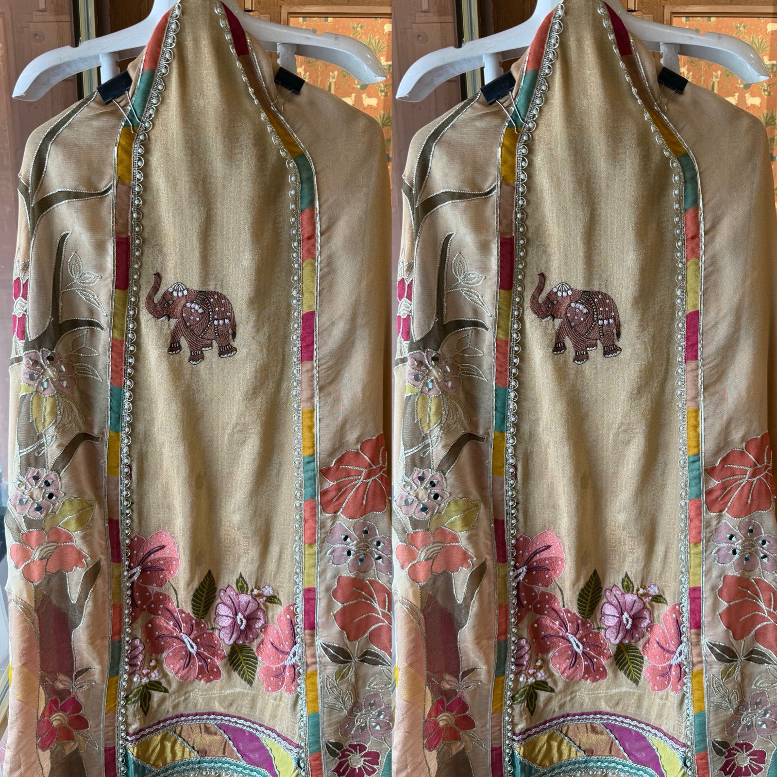 Elegant Elephant Embroidered Unstitched Suit