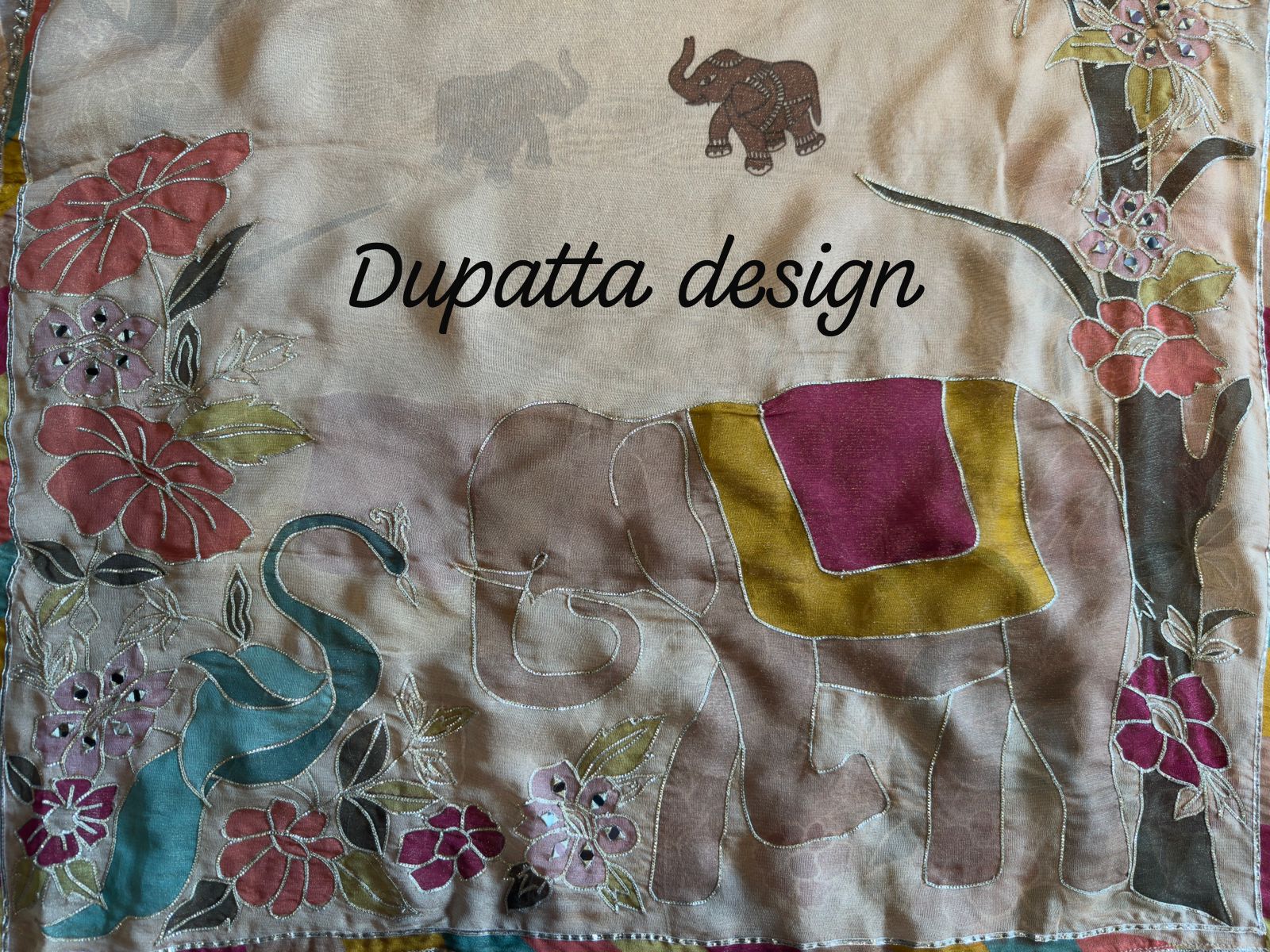 Elegant Elephant Embroidered Unstitched Suit