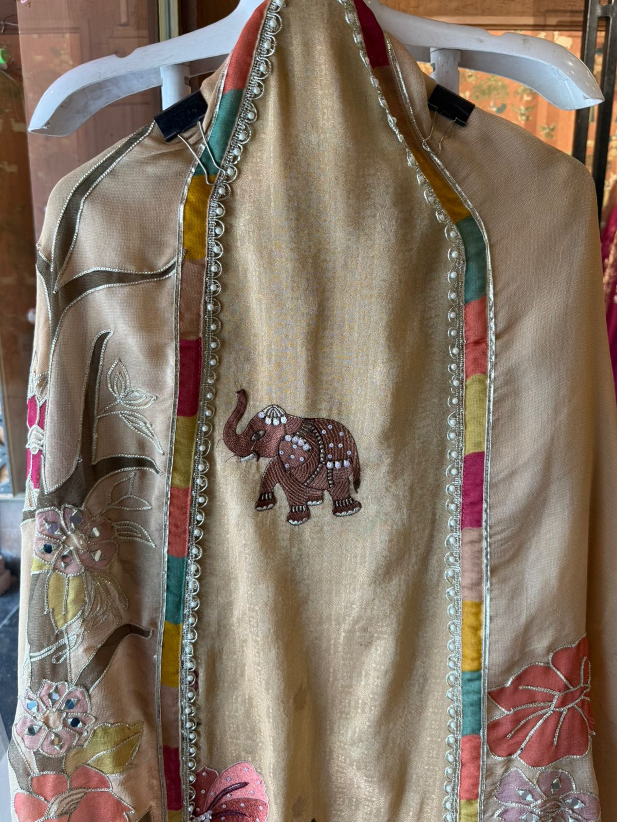 Elegant Elephant Embroidered Unstitched Suit