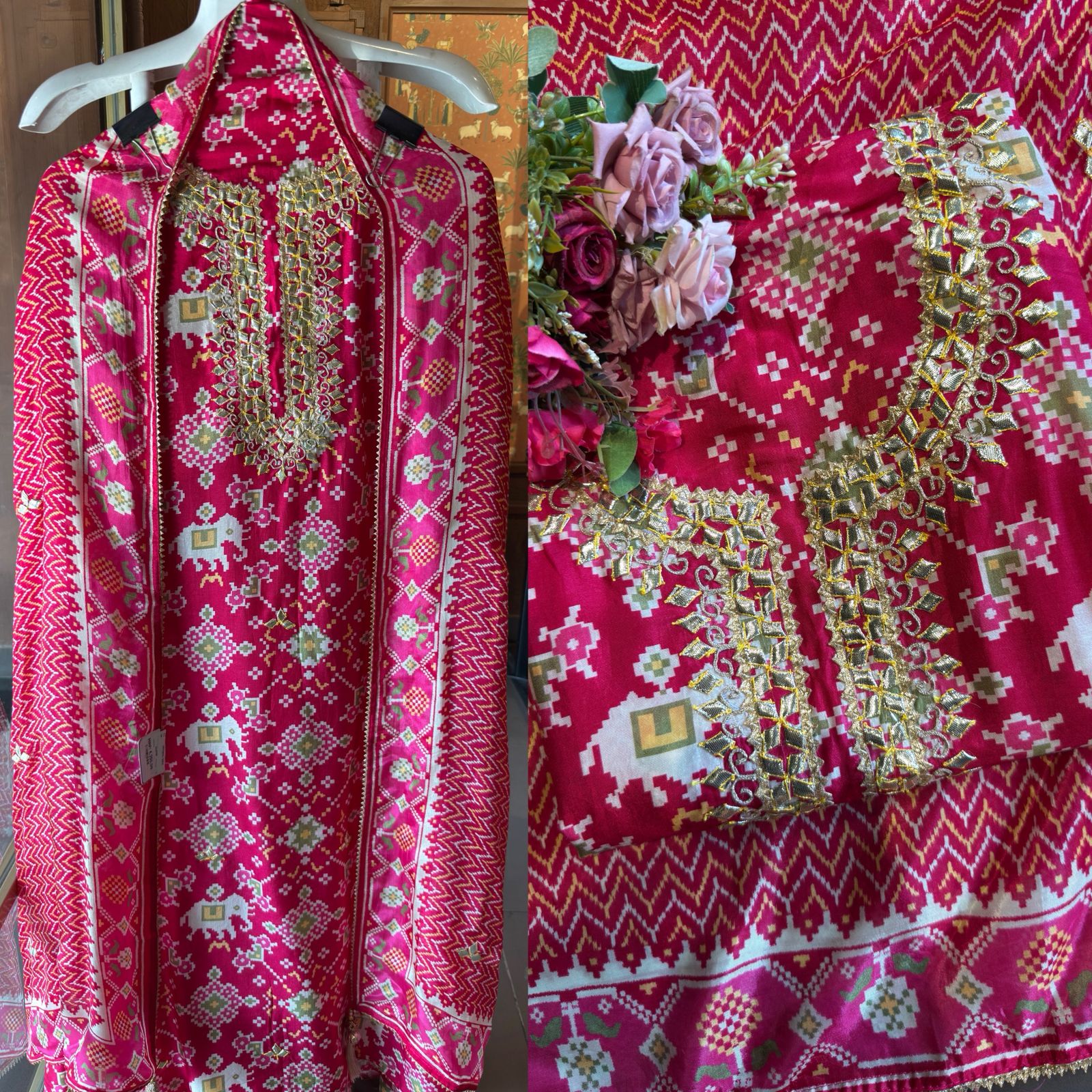 Patola prints on Maheshwari silk