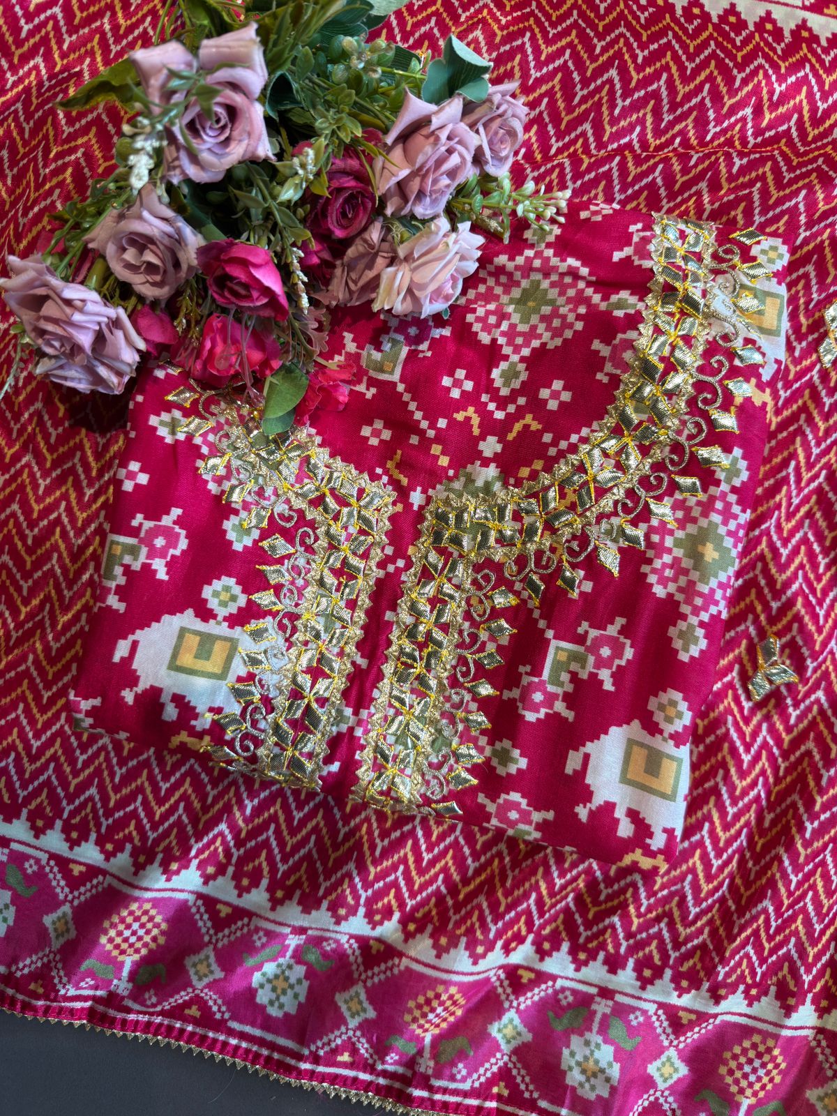 Patola prints on Maheshwari silk