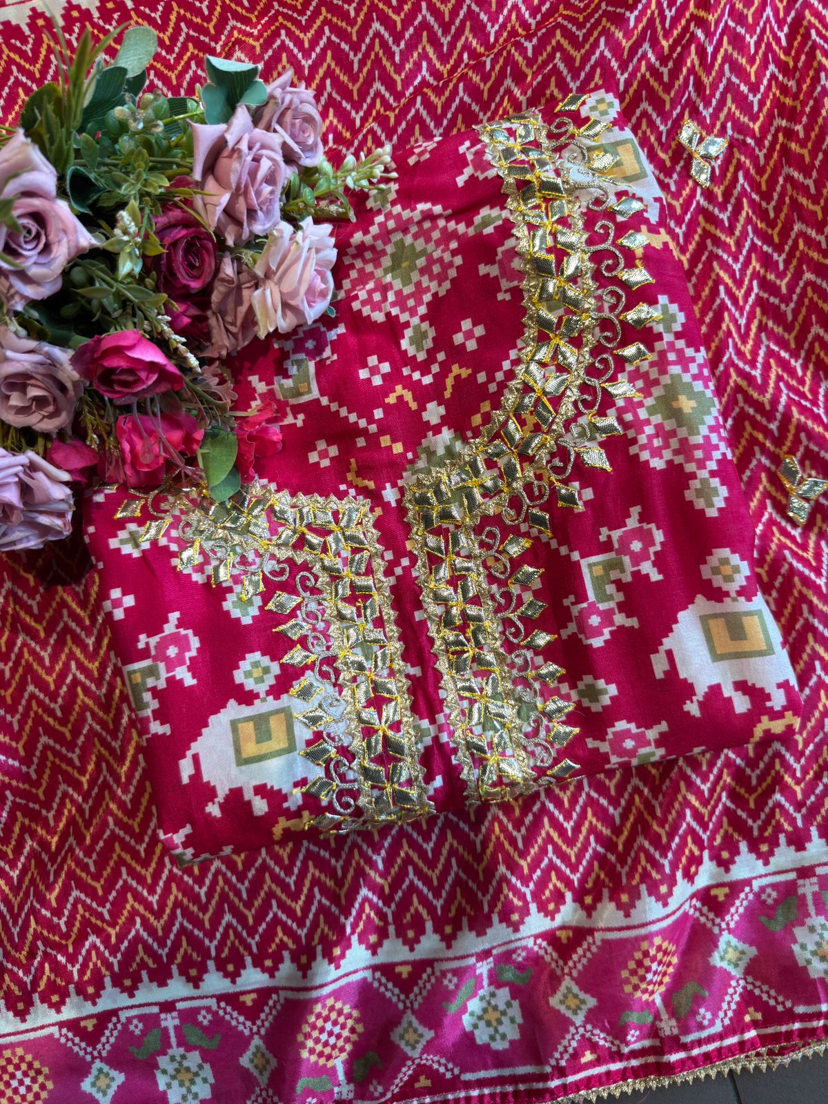 Patola prints on Maheshwari silk