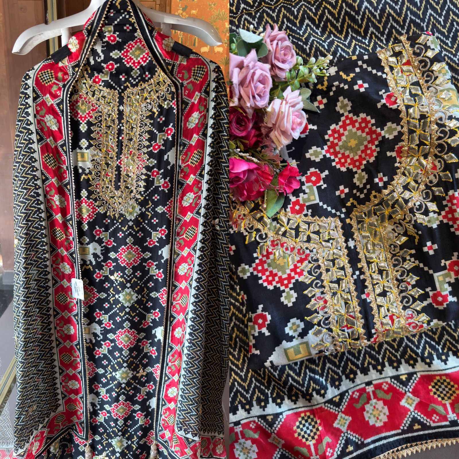 Patola prints on Maheshwari silk