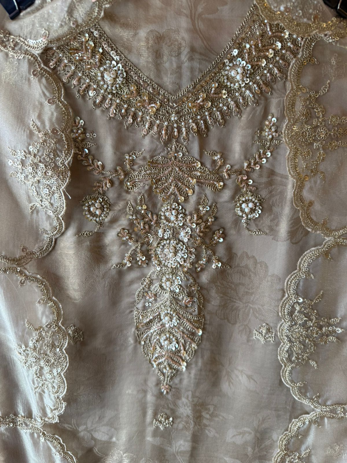 Pastel Elegance — Luxurious Hand-Embellished Organza Ensemble