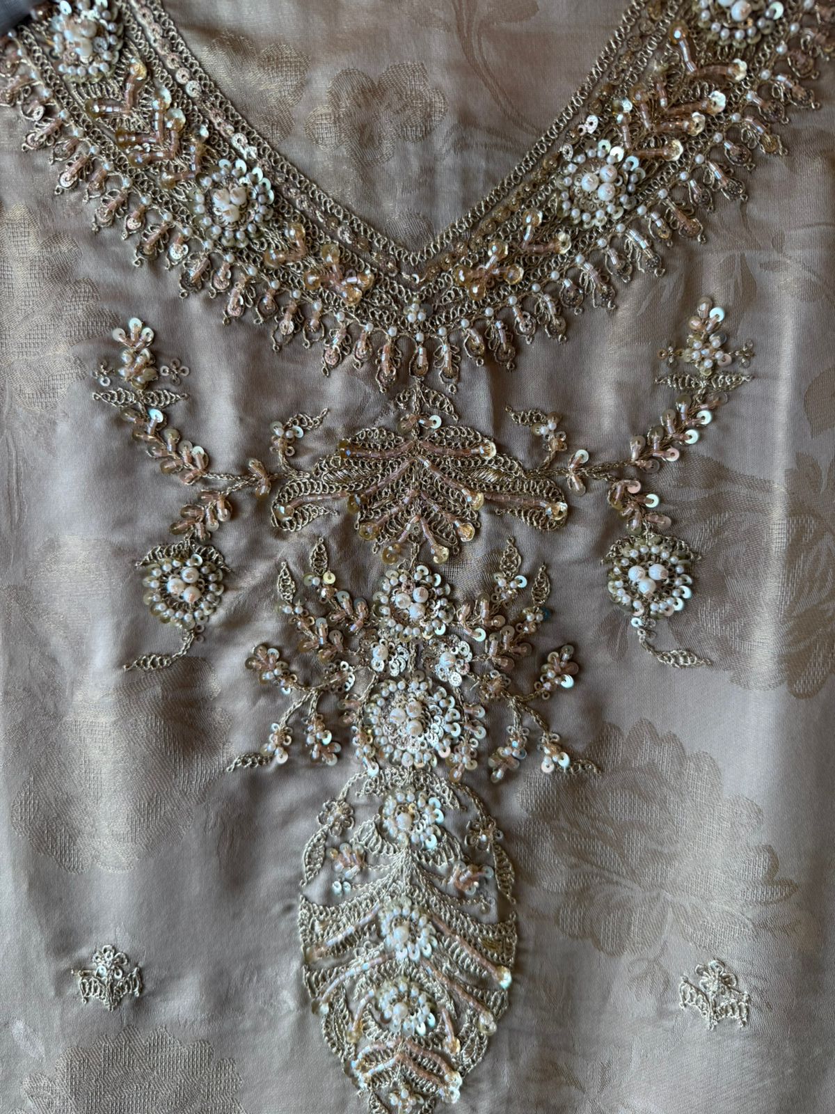 Pastel Elegance — Luxurious Hand-Embellished Organza Ensemble