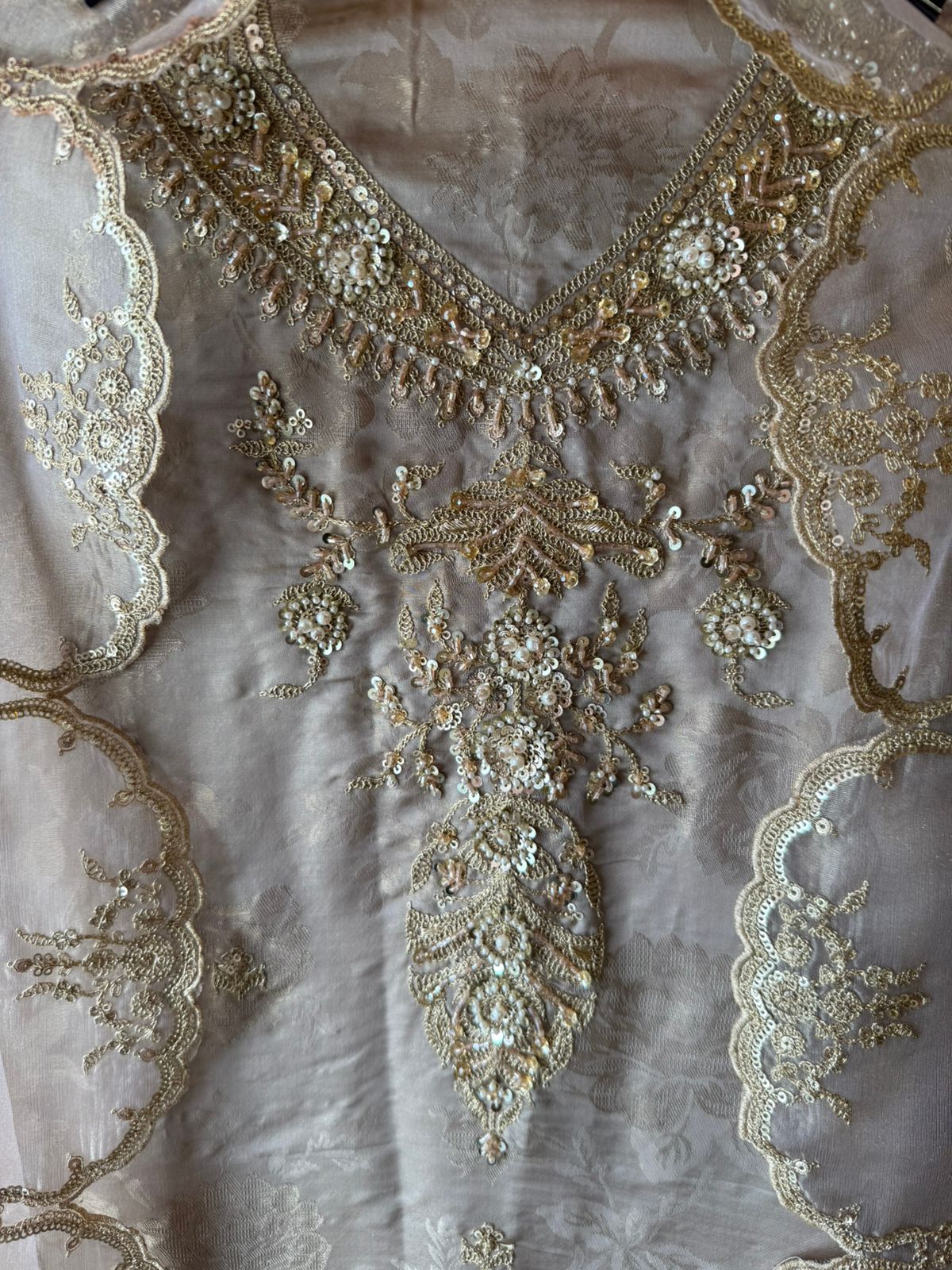 Pastel Elegance — Luxurious Hand-Embellished Organza Ensemble