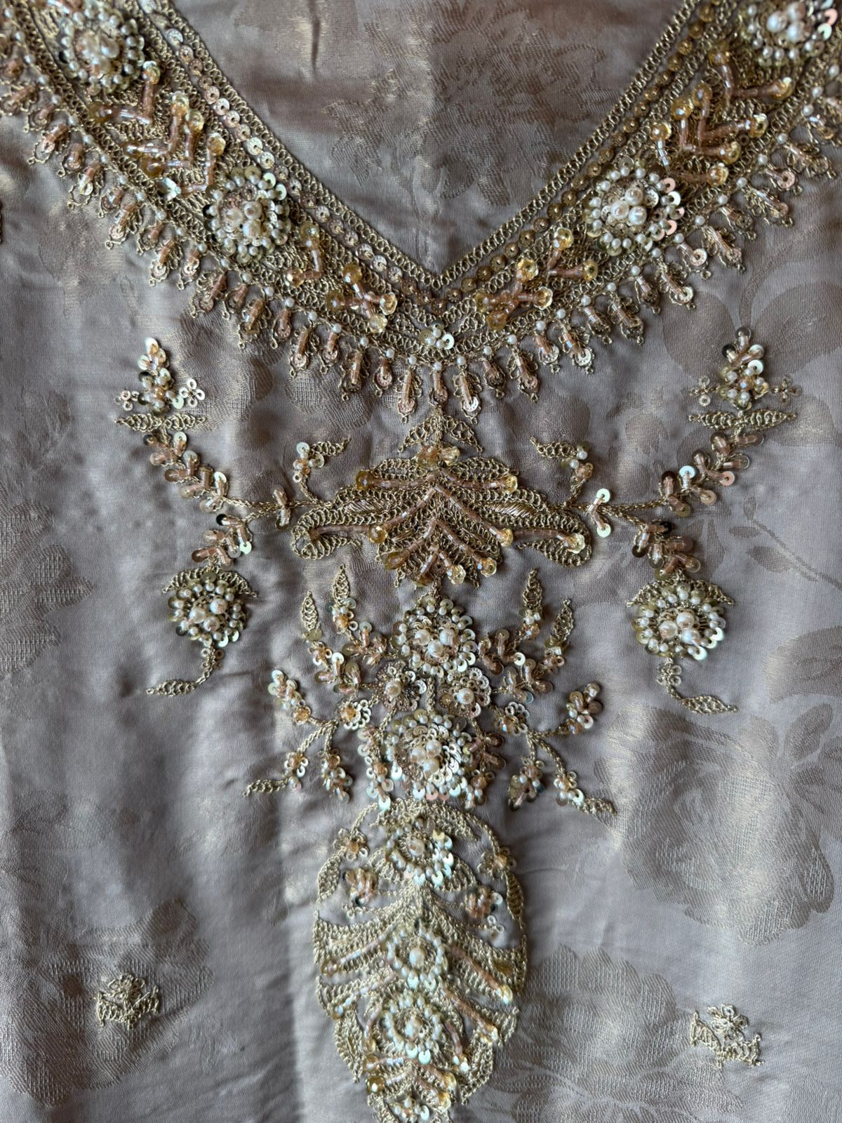 Pastel Elegance — Luxurious Hand-Embellished Organza Ensemble