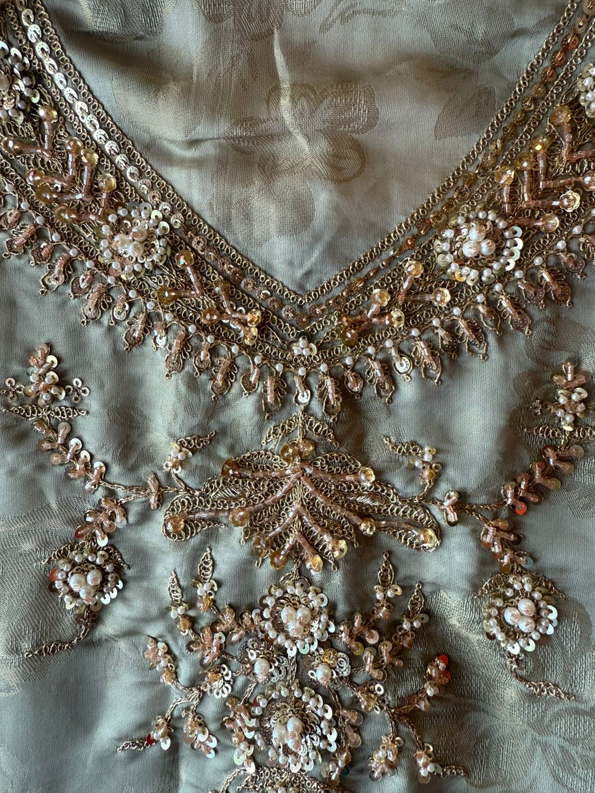 Pastel Elegance — Luxurious Hand-Embellished Organza Ensemble