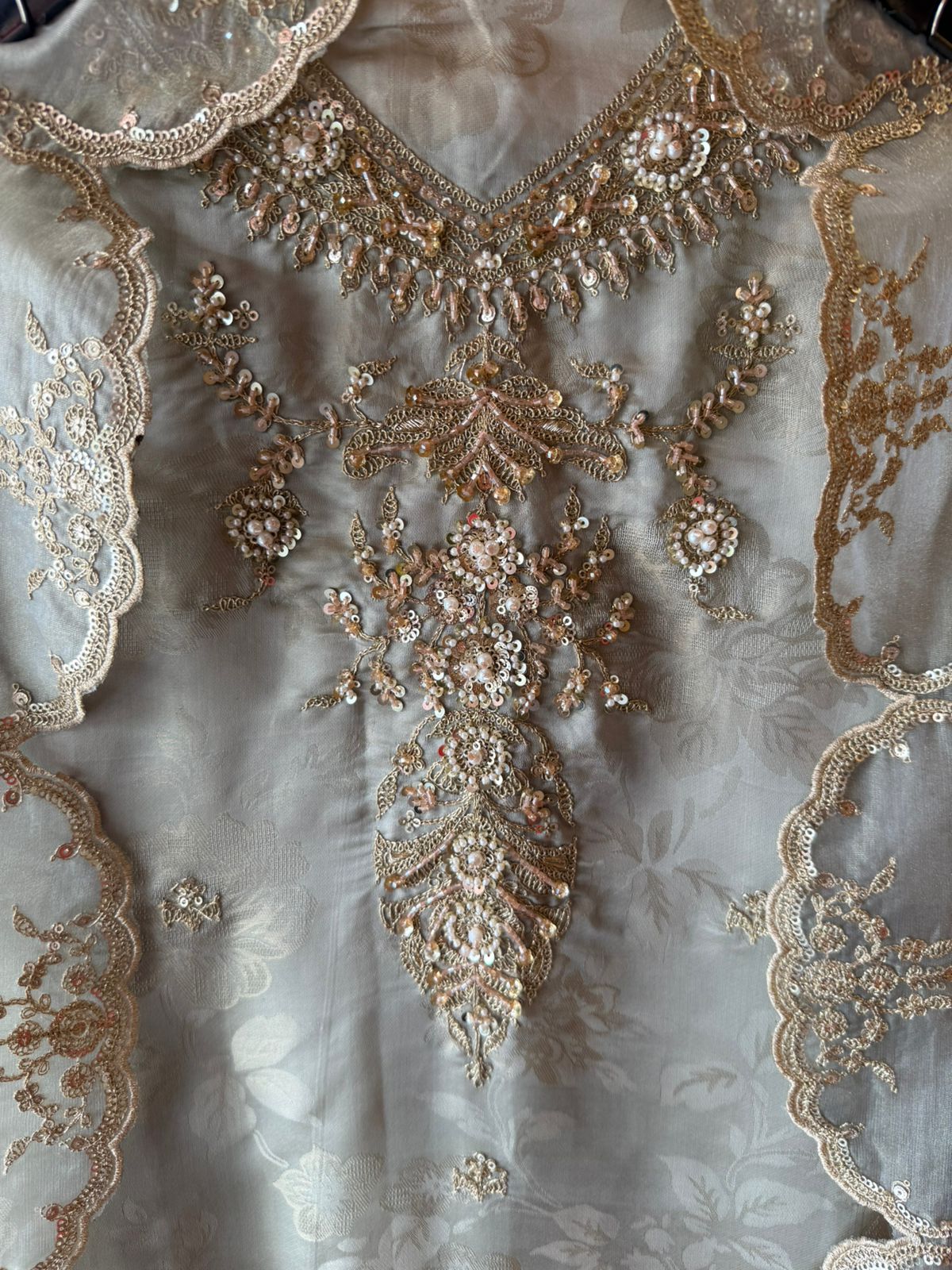 Pastel Elegance — Luxurious Hand-Embellished Organza Ensemble